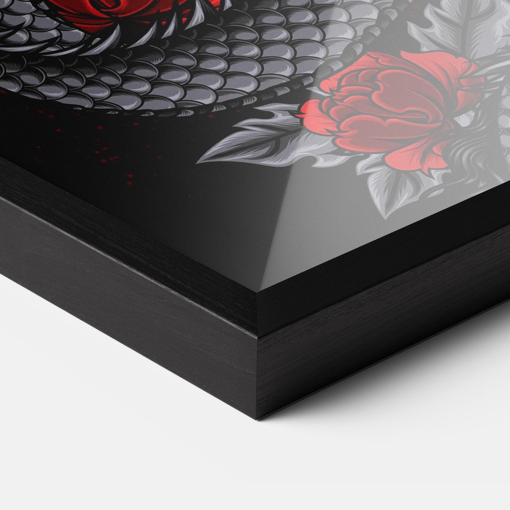 Keretezett Poszter Red Flower Dragon mockup 3