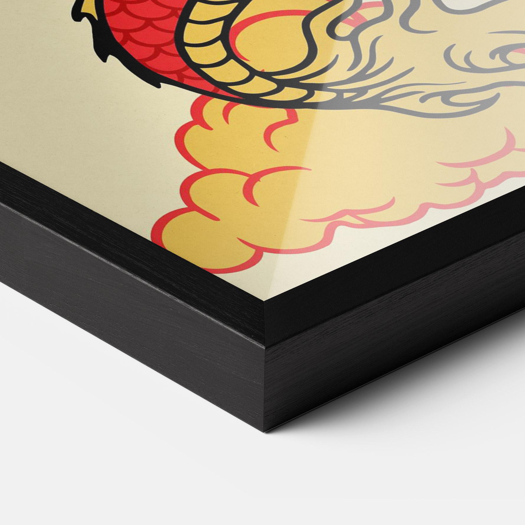 Keretezett Poszter Red Yellow Dragon mockup 3
