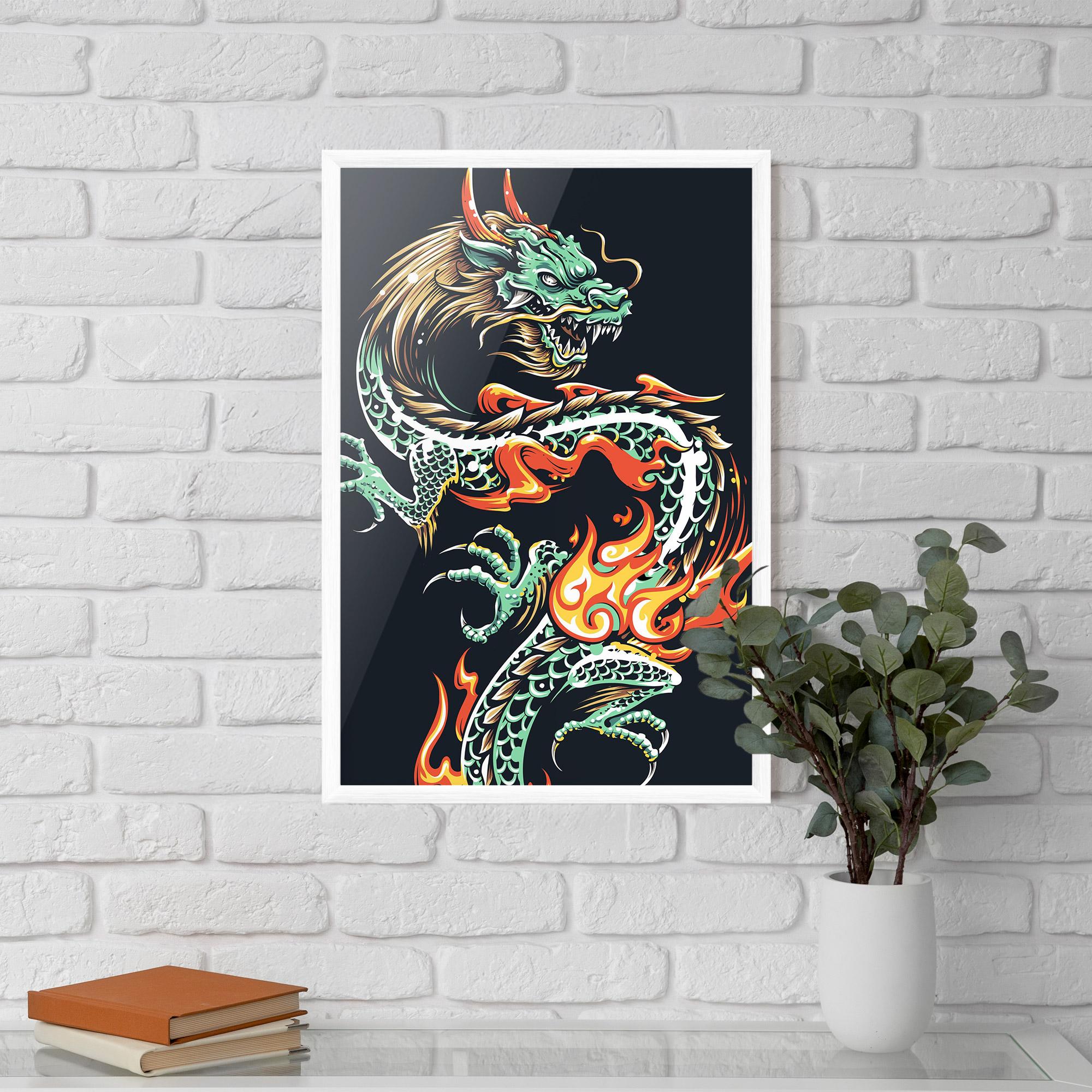 Keretezett Poszter Dragon Green mockup 5