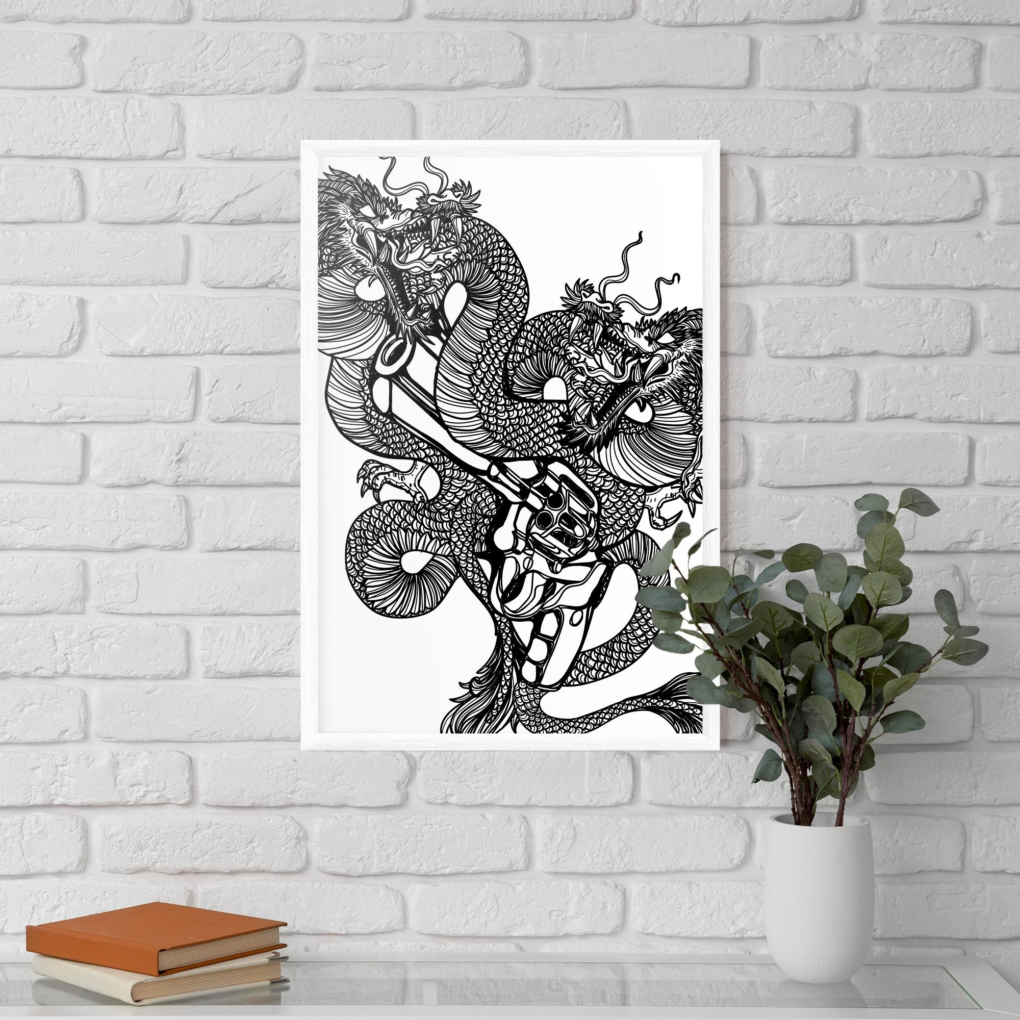 Keretezett Poszter Dragon Gun mockup 5