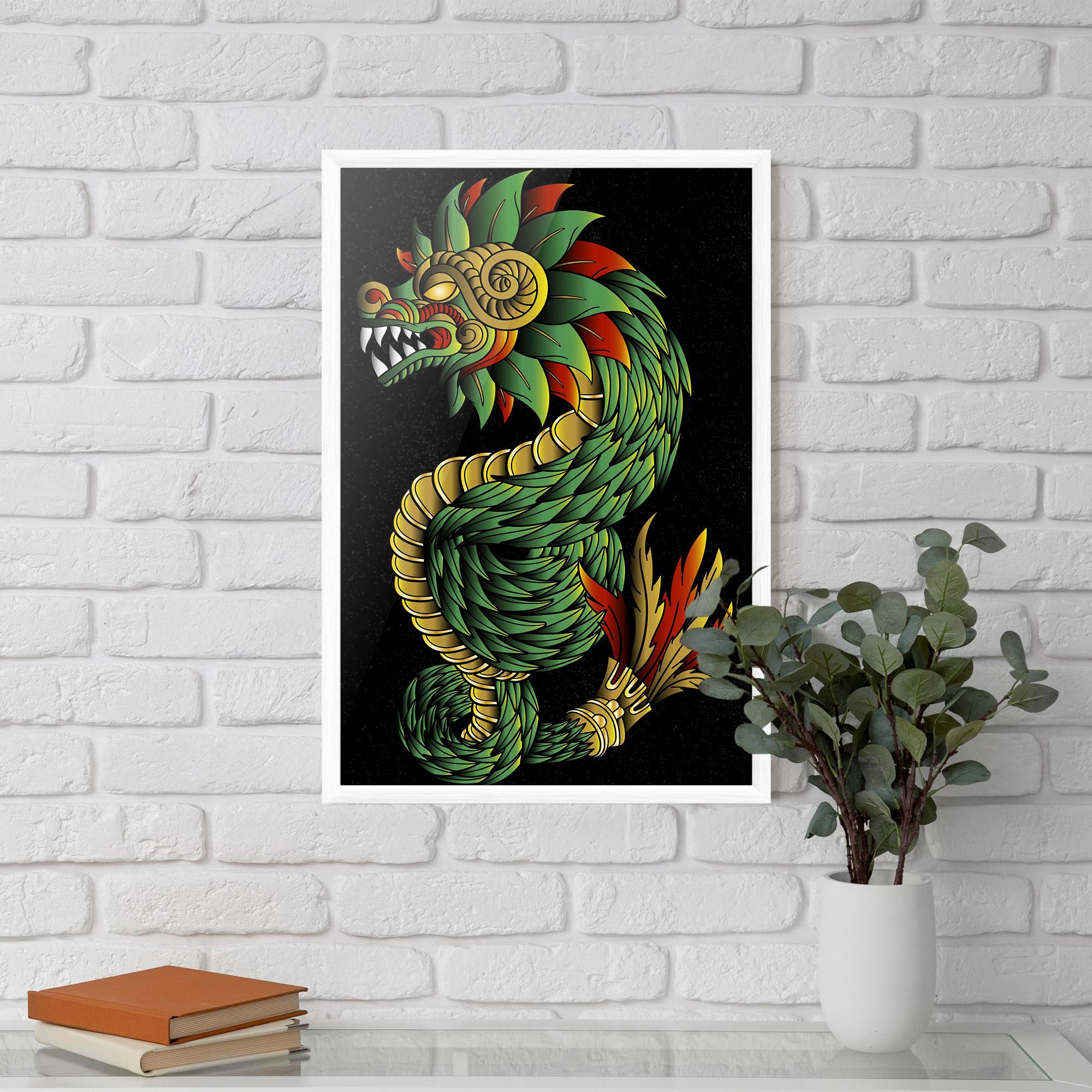 Keretezett Poszter Green Yellow Dragon mockup 5