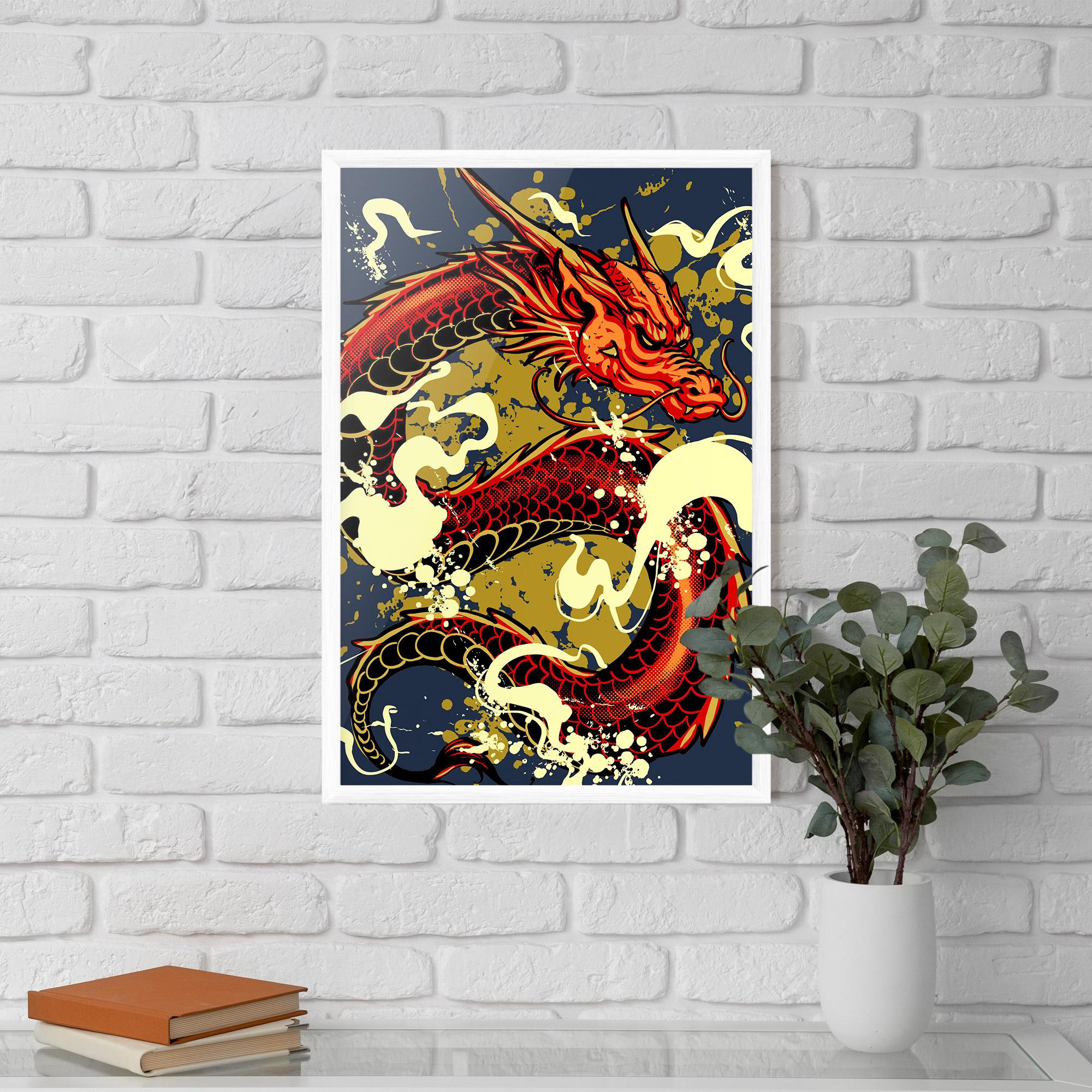 Keretezett Poszter Red Cream Dragon mockup 5