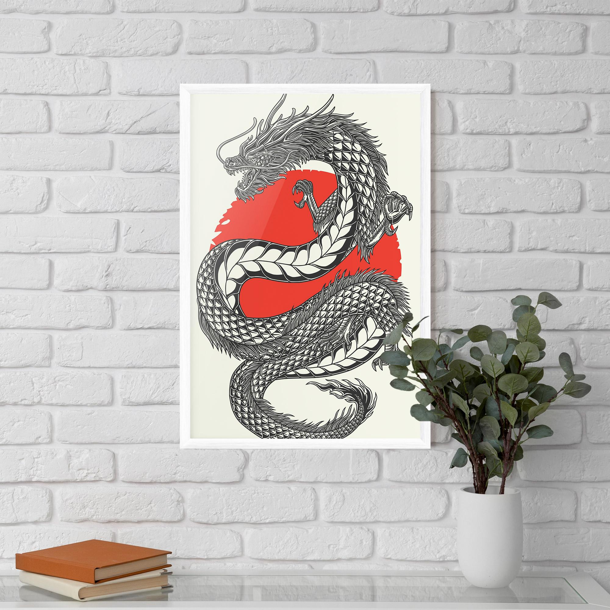 Keretezett Poszter Red Moon Dragon mockup 5
