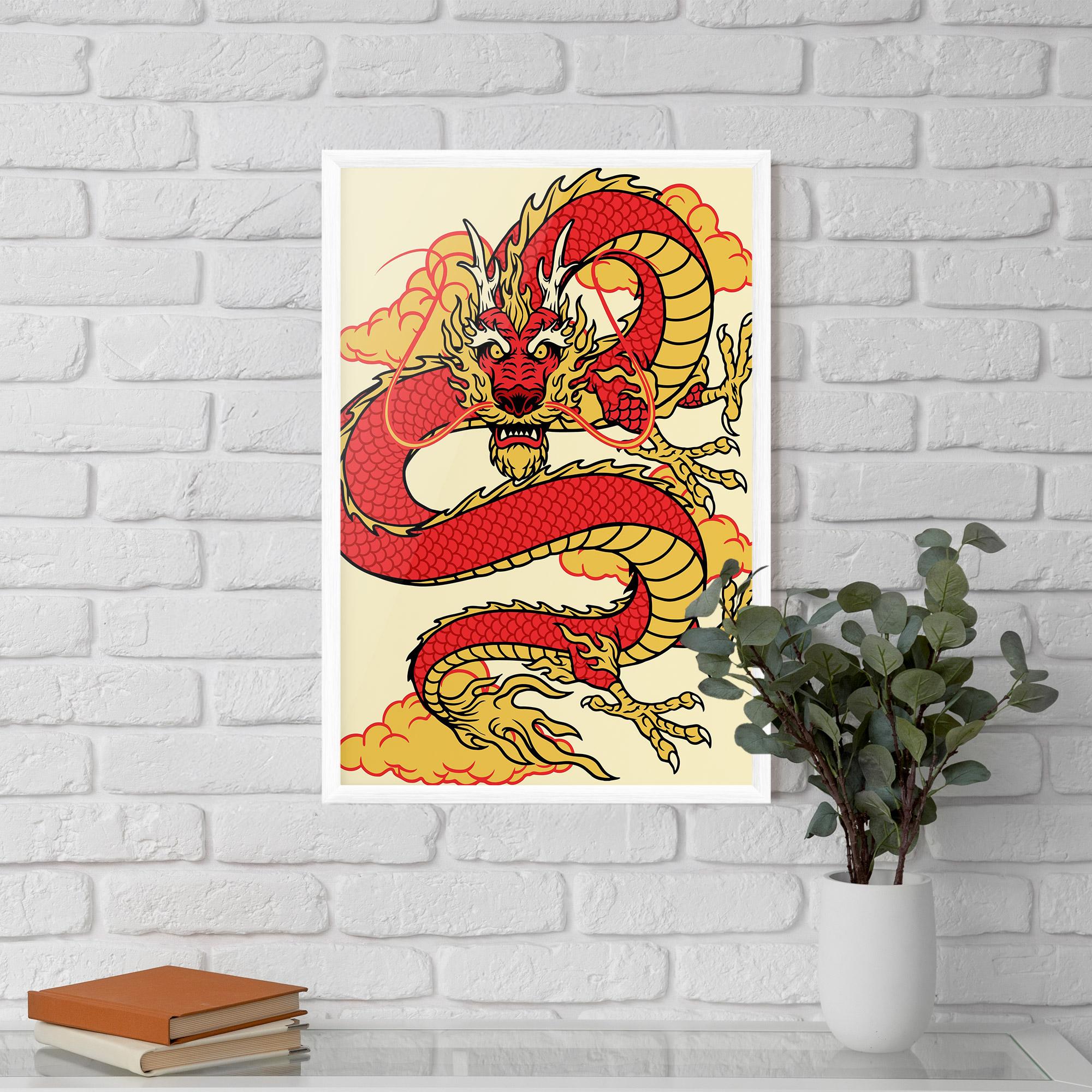 Keretezett Poszter Red Yellow Dragon mockup 5