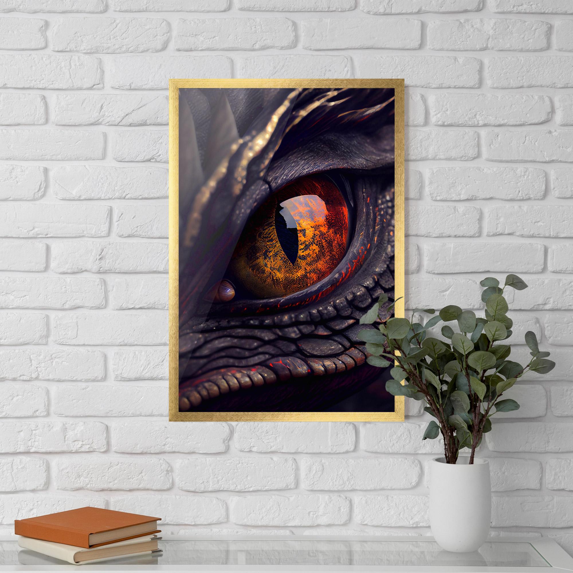 Keretezett Poszter Close Up Red Eye Dragon mockup 5