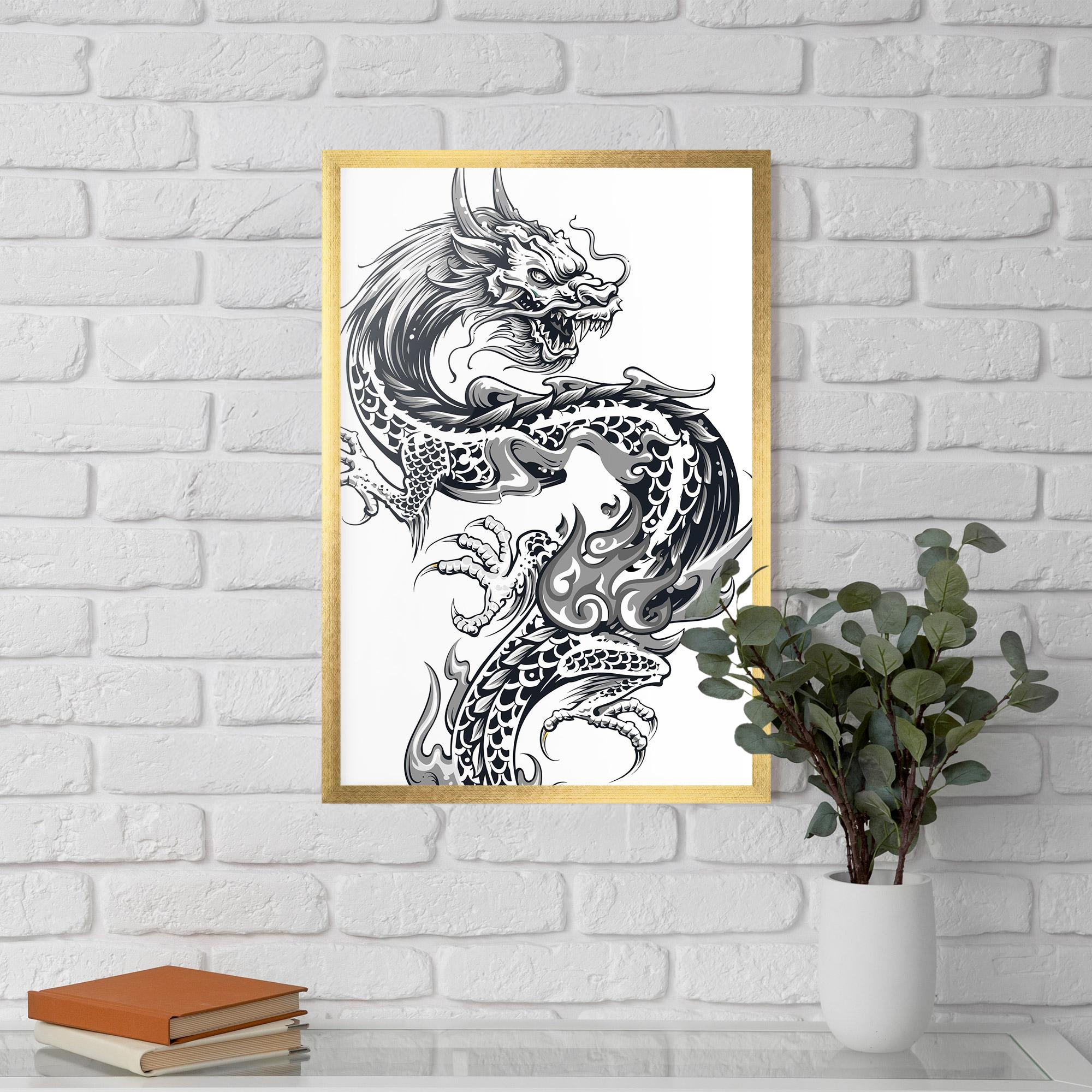 Keretezett Poszter Dragon Line mockup 5