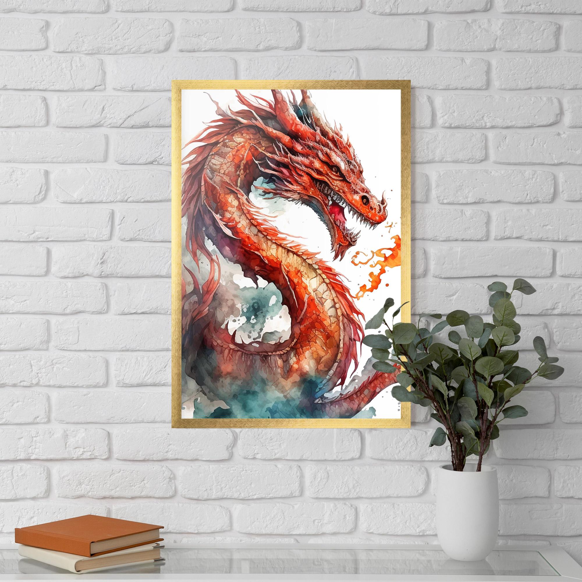 Keretezett Poszter Fire Dragon mockup 5