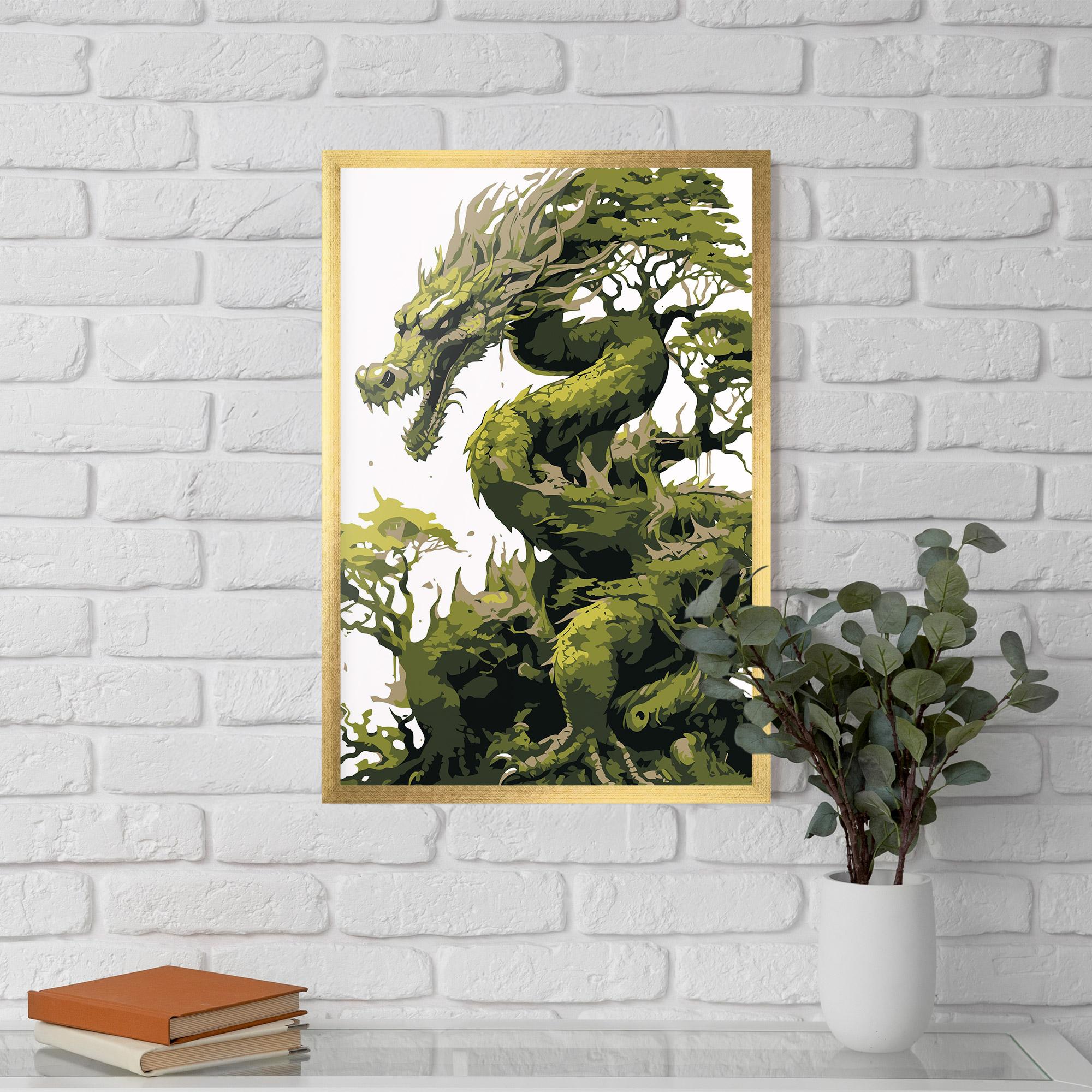 Keretezett Poszter Green Nature Dragon mockup 5