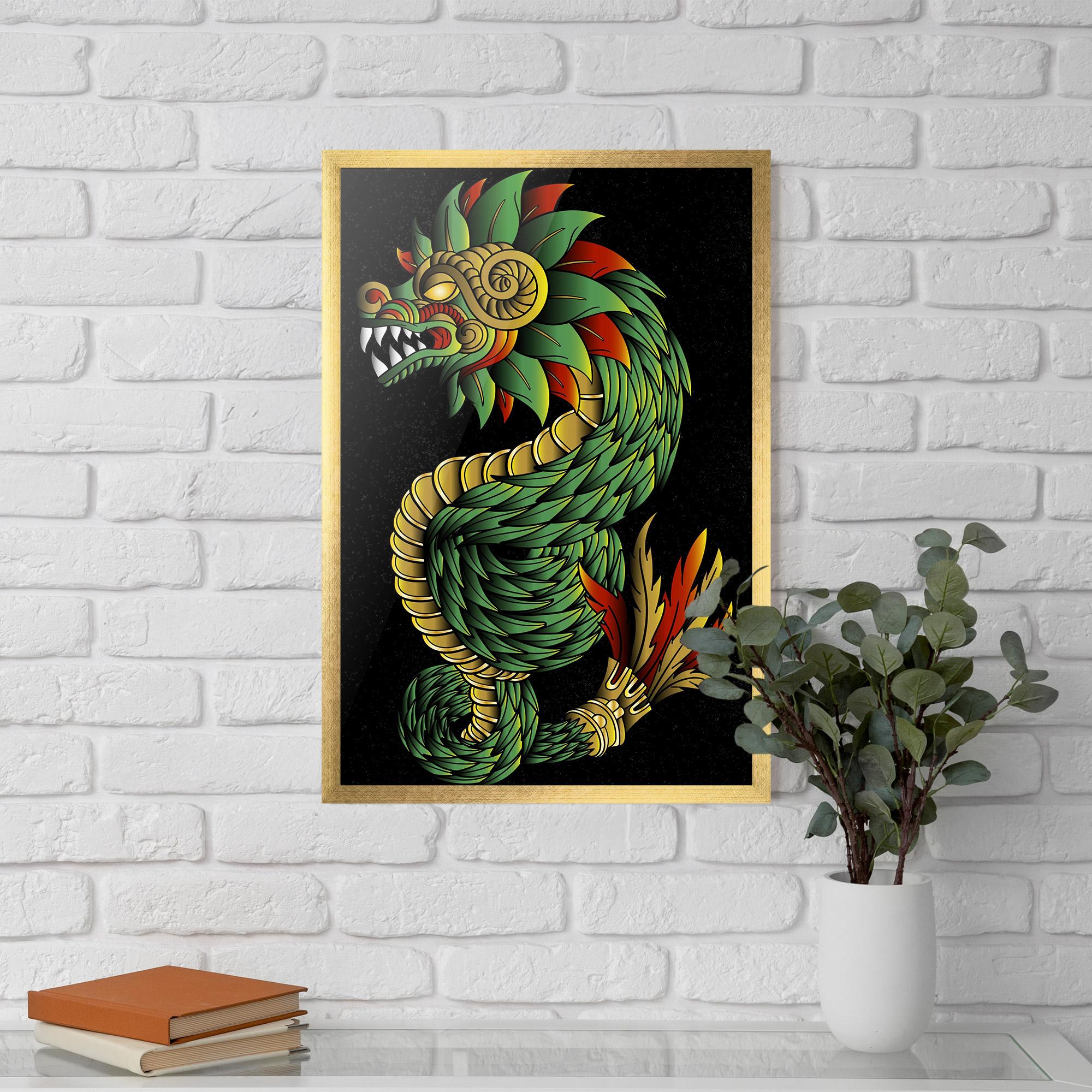 Keretezett Poszter Green Yellow Dragon mockup 5