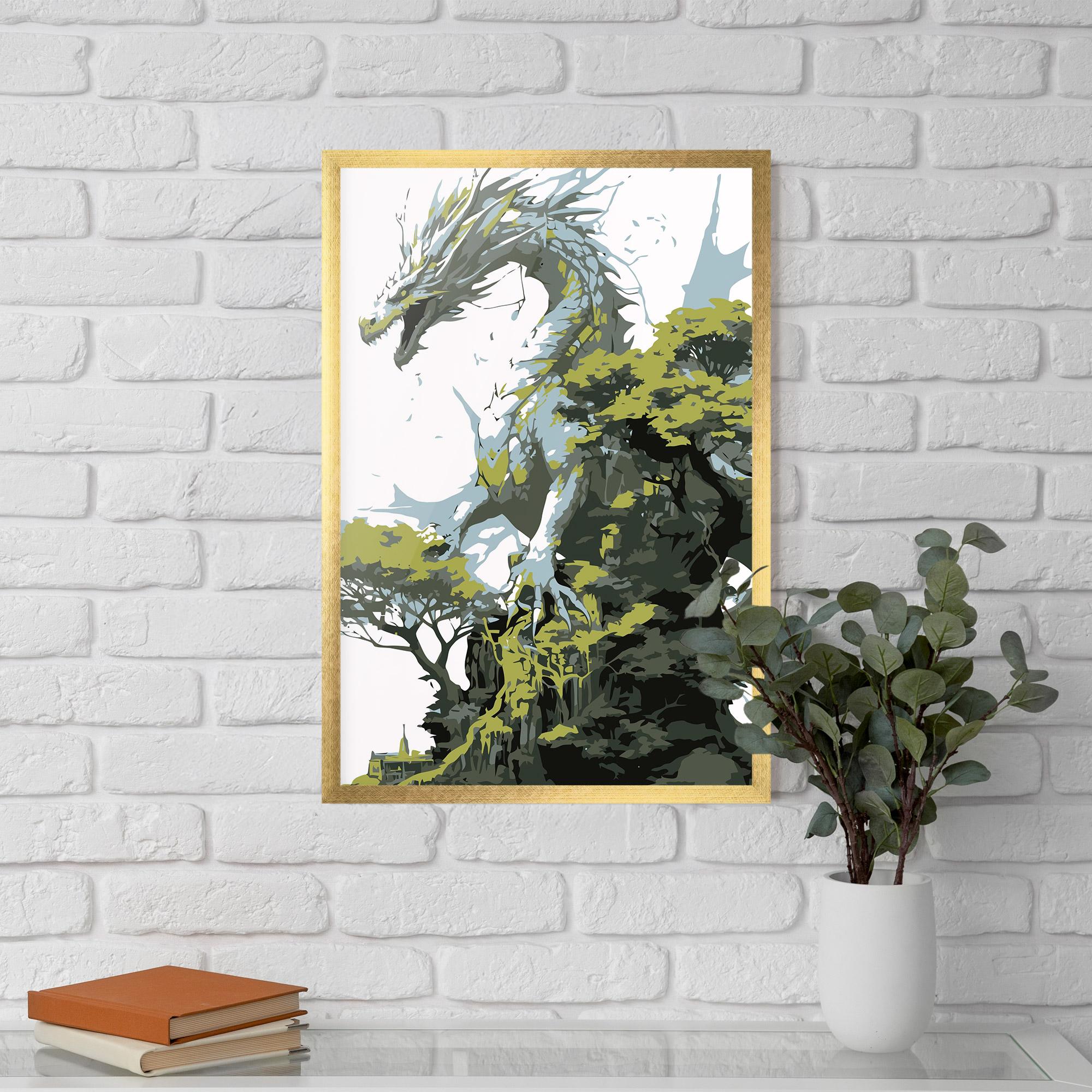 Keretezett Poszter Grey Nature Dragon mockup 5