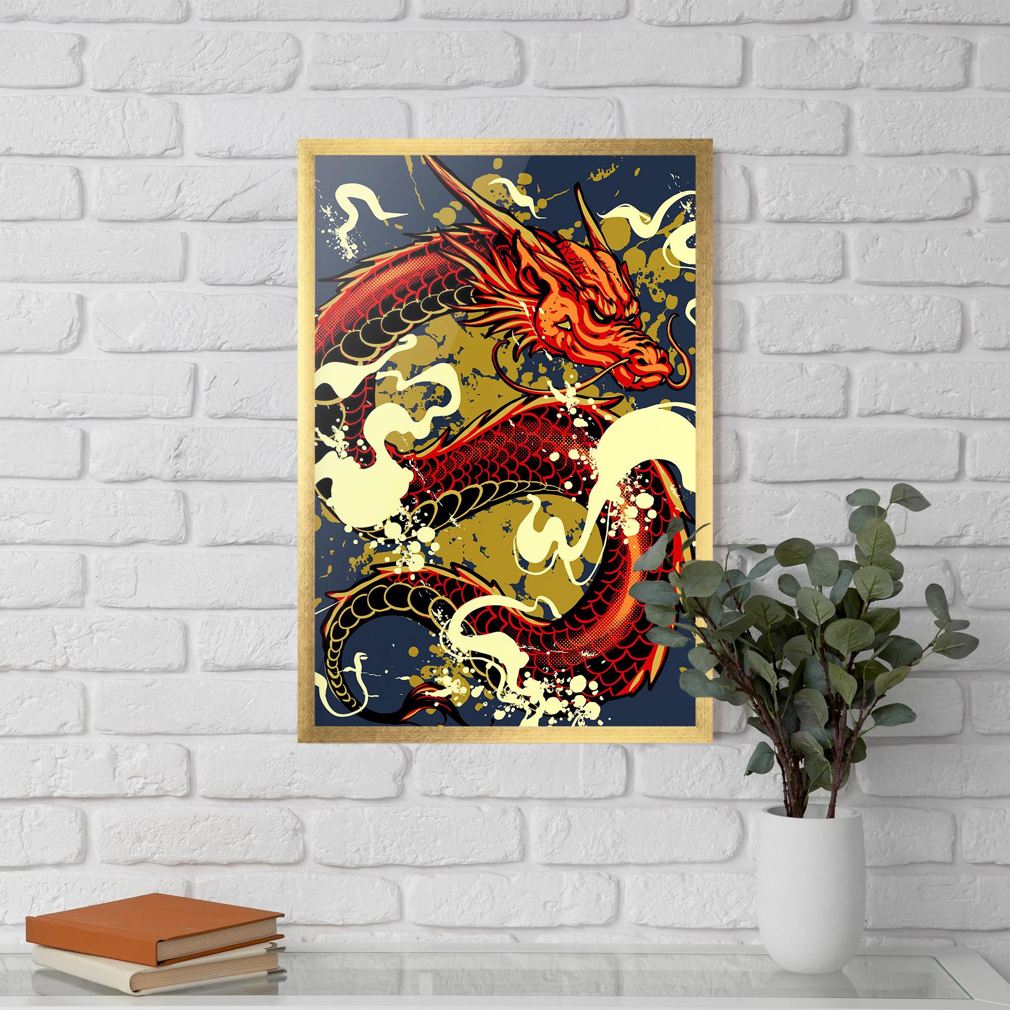 Keretezett Poszter Red Cream Dragon mockup 5