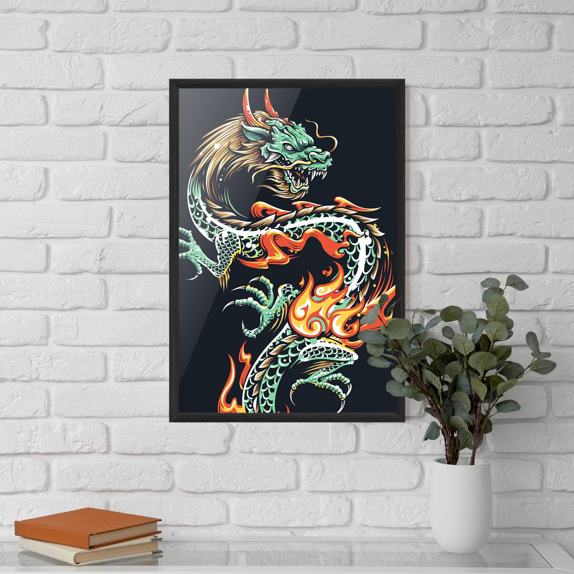 Keretezett Poszter Dragon Green mockup 5