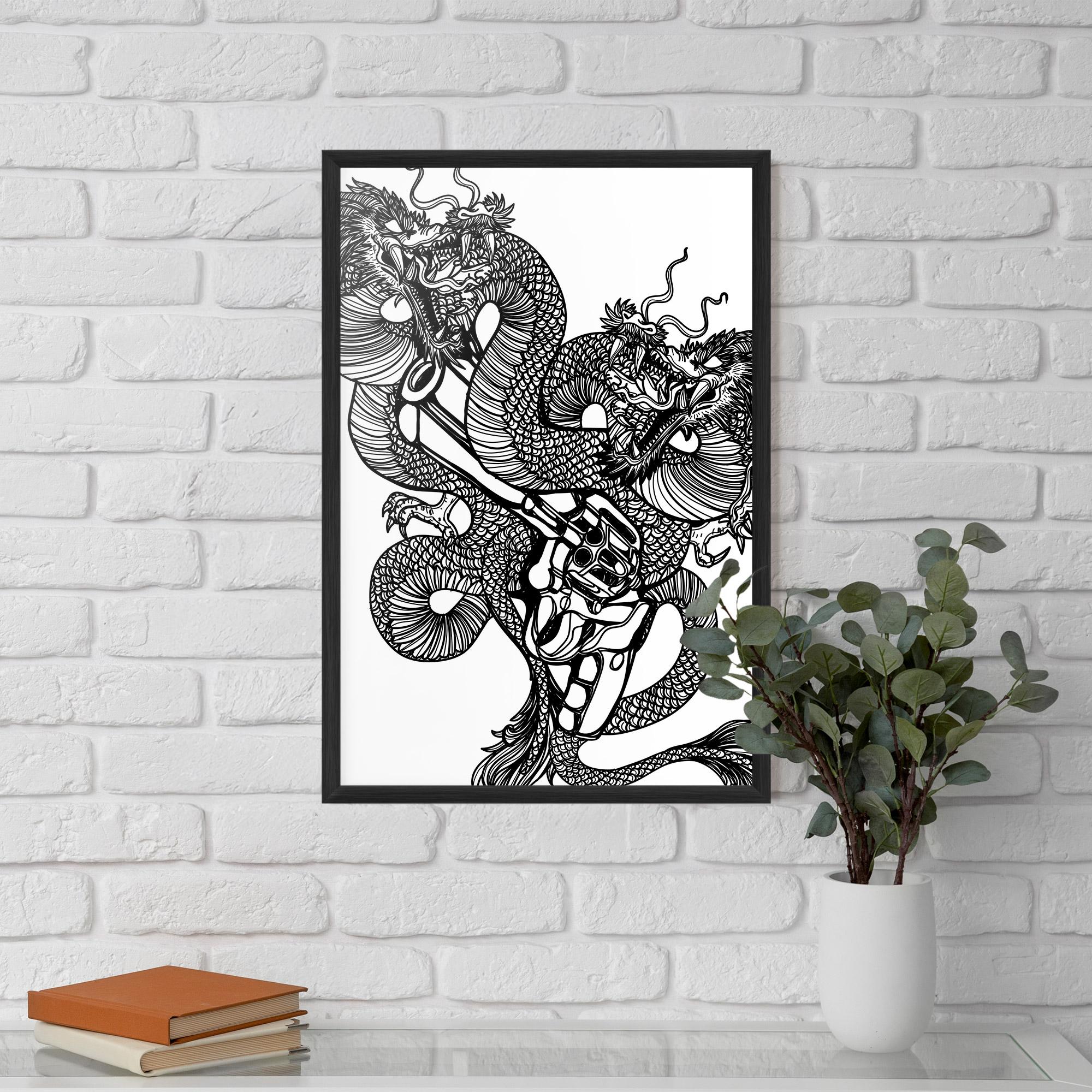 Keretezett Poszter Dragon Gun mockup 5