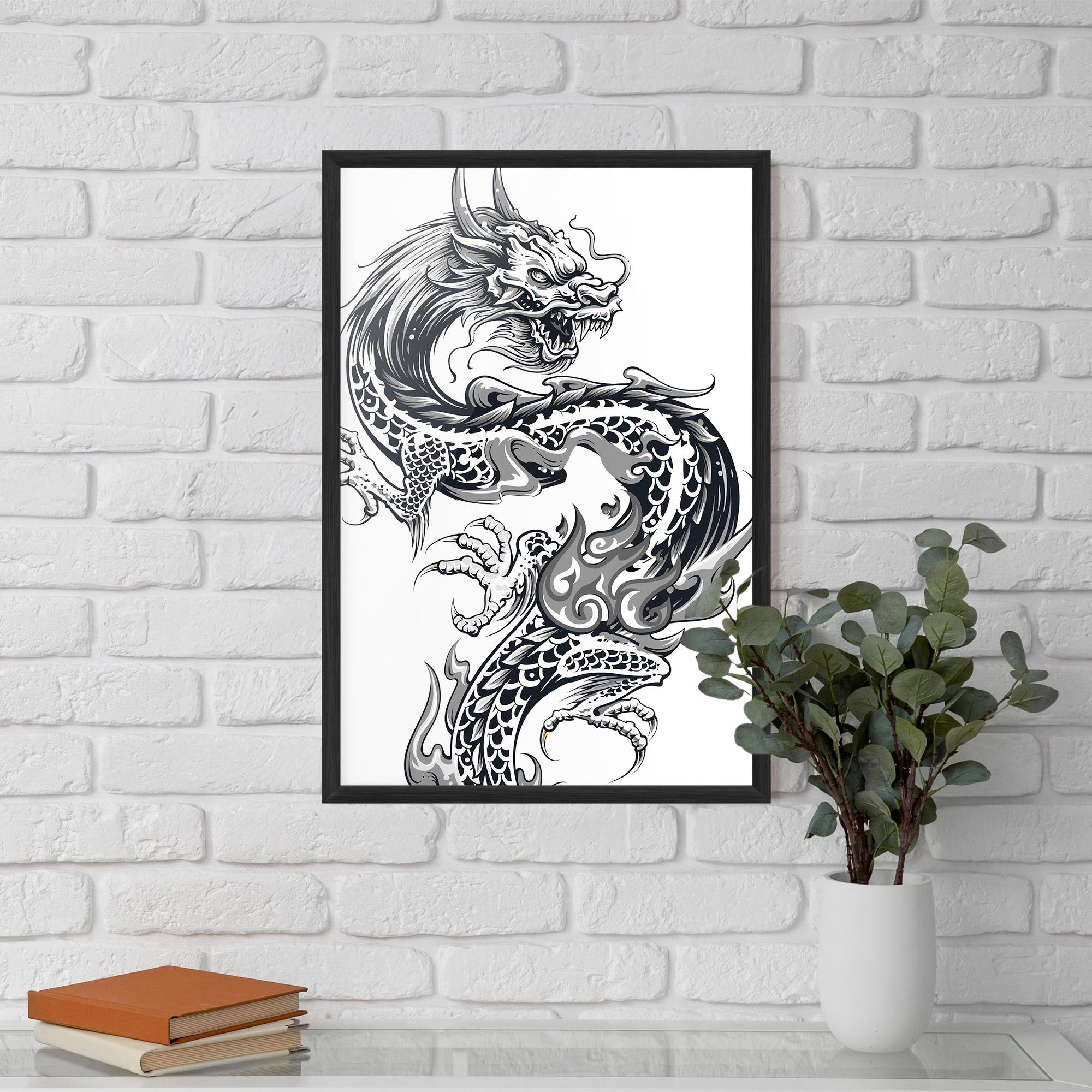 Keretezett Poszter Dragon Line mockup 5