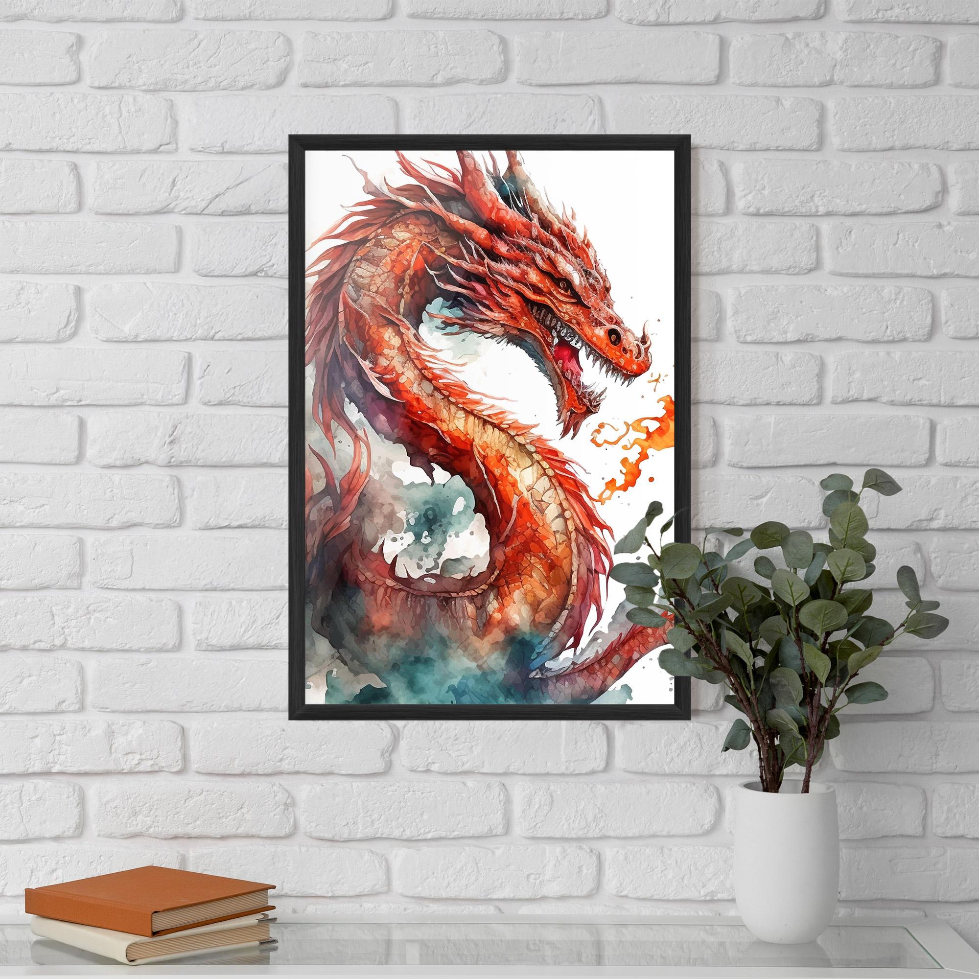 Keretezett Poszter Fire Dragon mockup 5