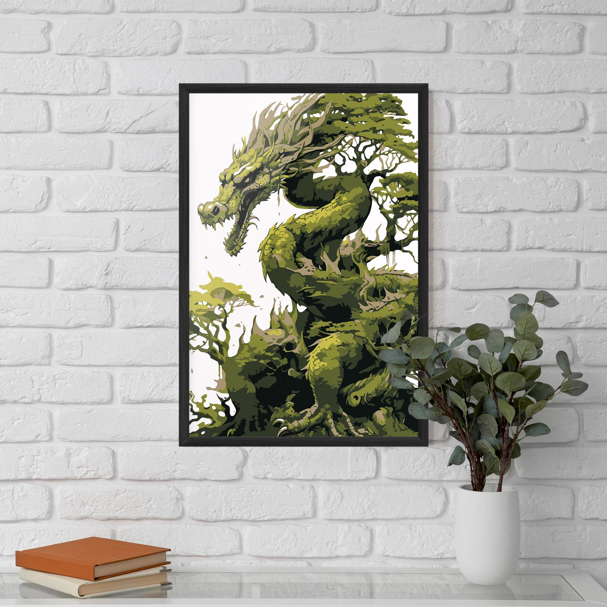 Keretezett Poszter Green Nature Dragon mockup 5