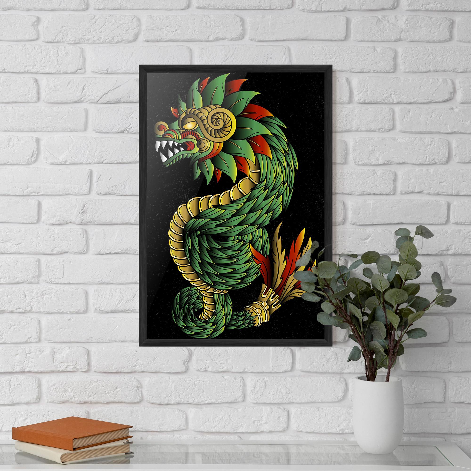 Keretezett Poszter Green Yellow Dragon mockup 5