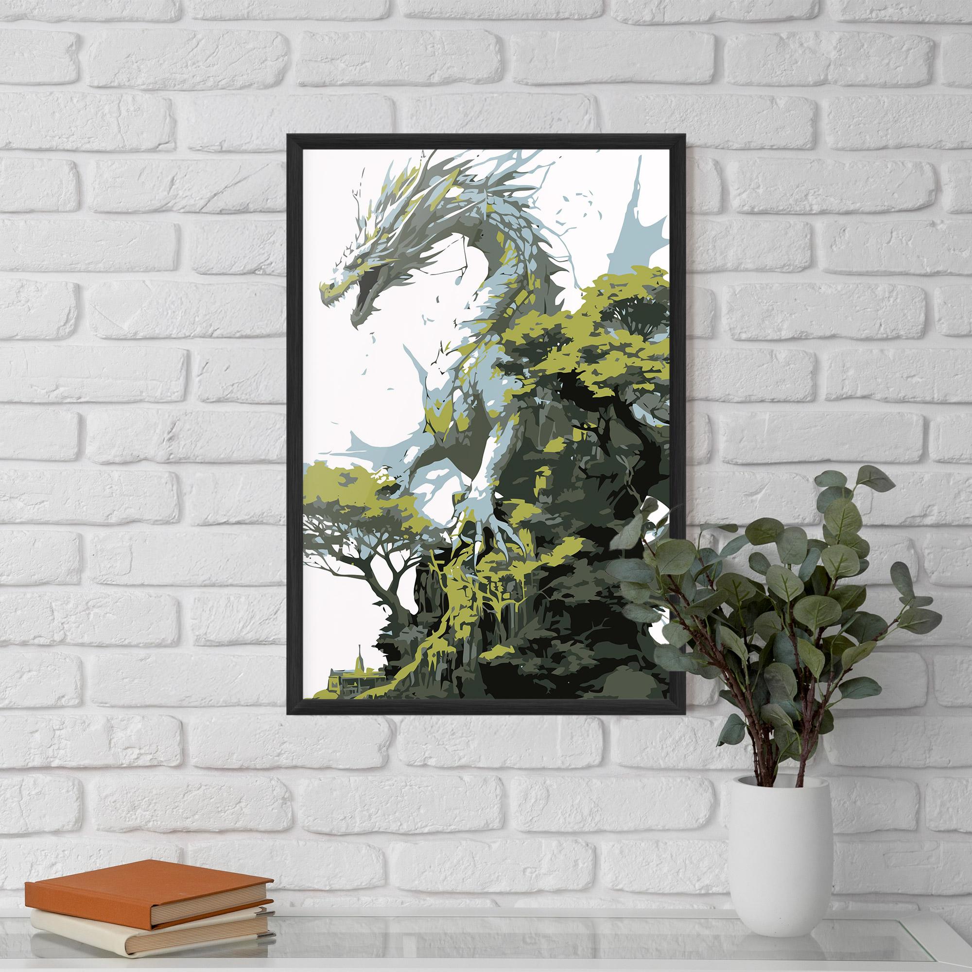 Keretezett Poszter Grey Nature Dragon mockup 5