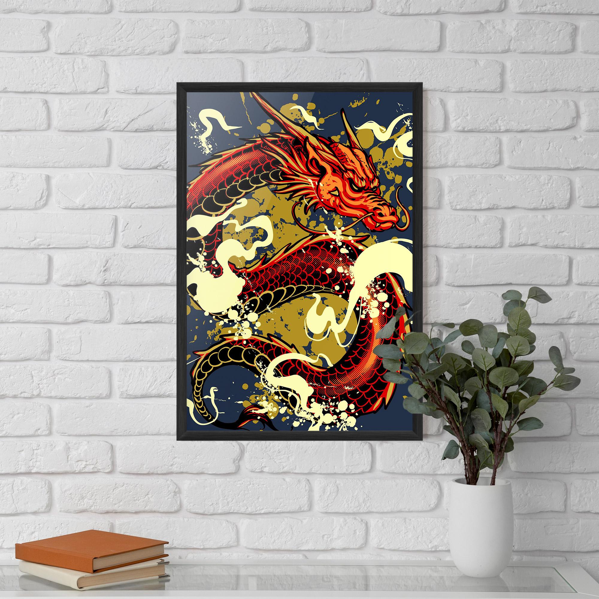 Keretezett Poszter Red Cream Dragon mockup 5