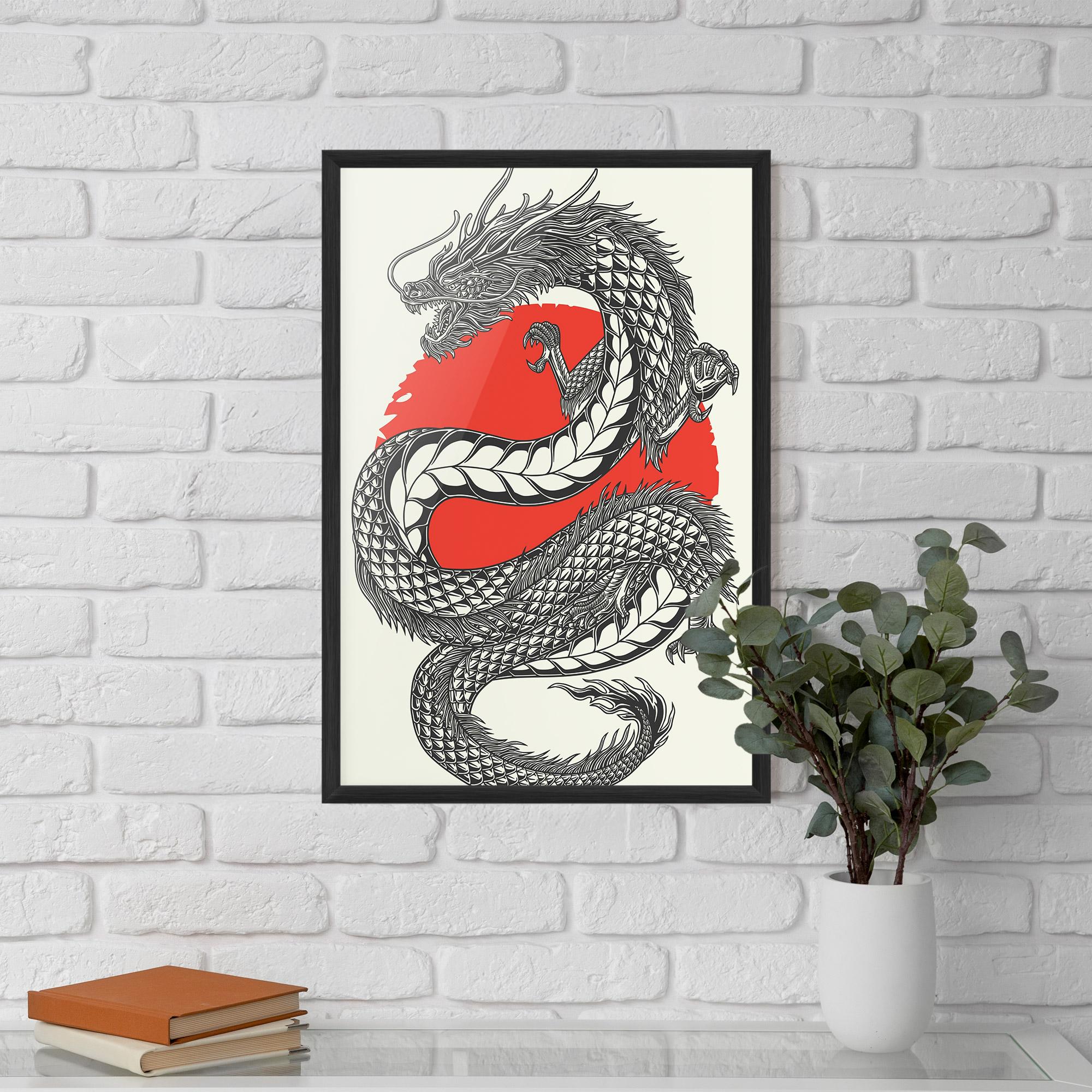 Keretezett Poszter Red Moon Dragon mockup 5