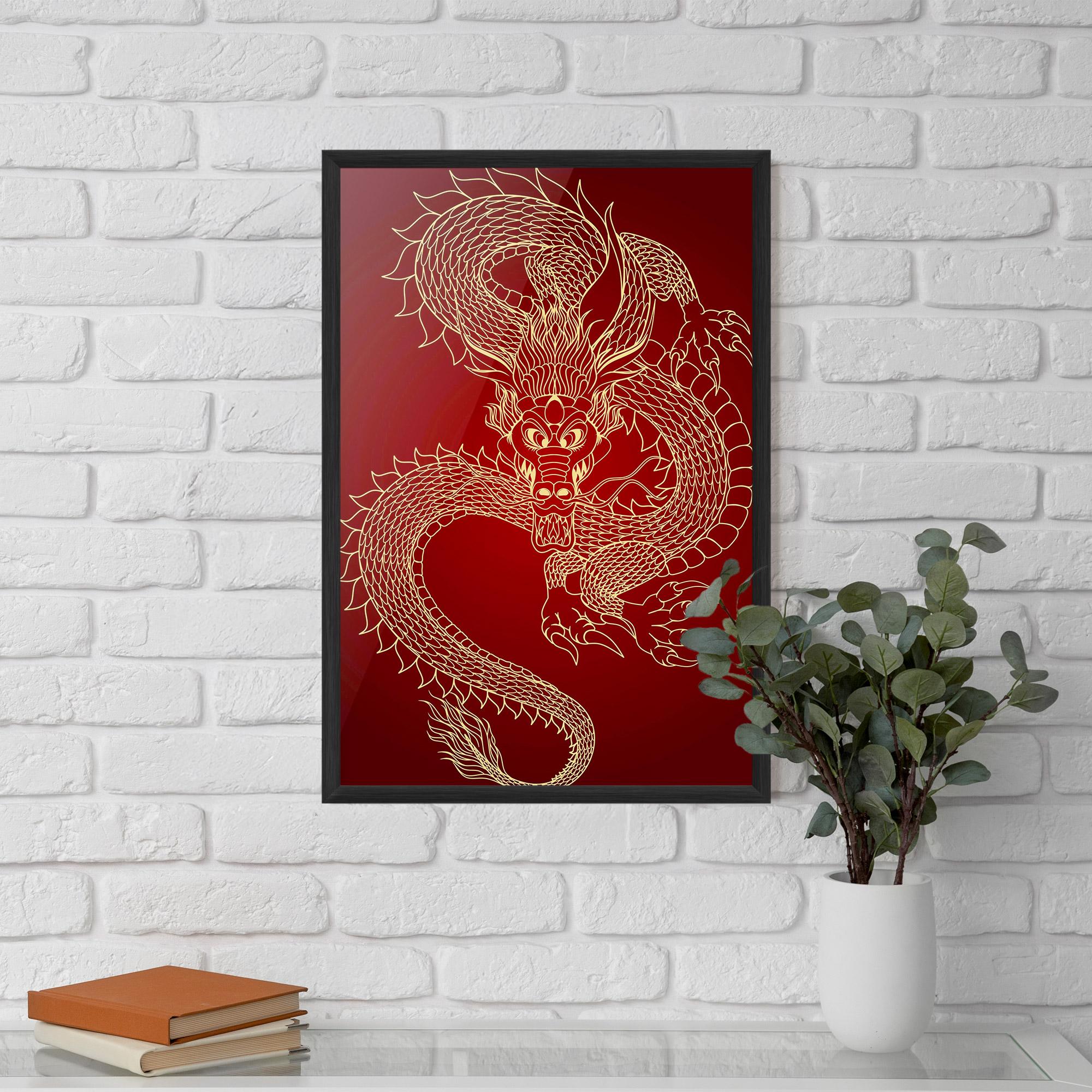 Keretezett Poszter Traditional Dragon mockup 5