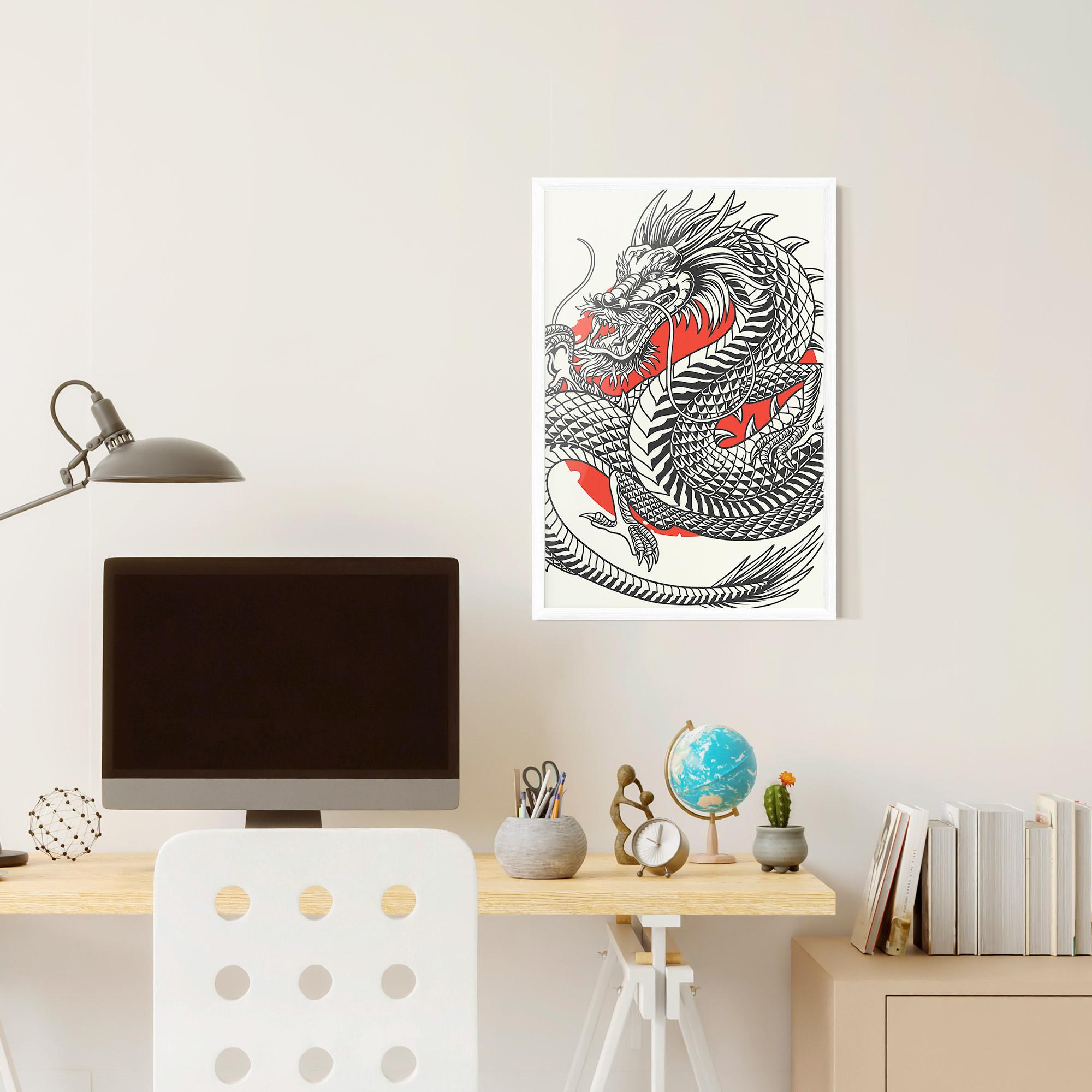 Keretezett Poszter Cream Grey Dragon mockup 6