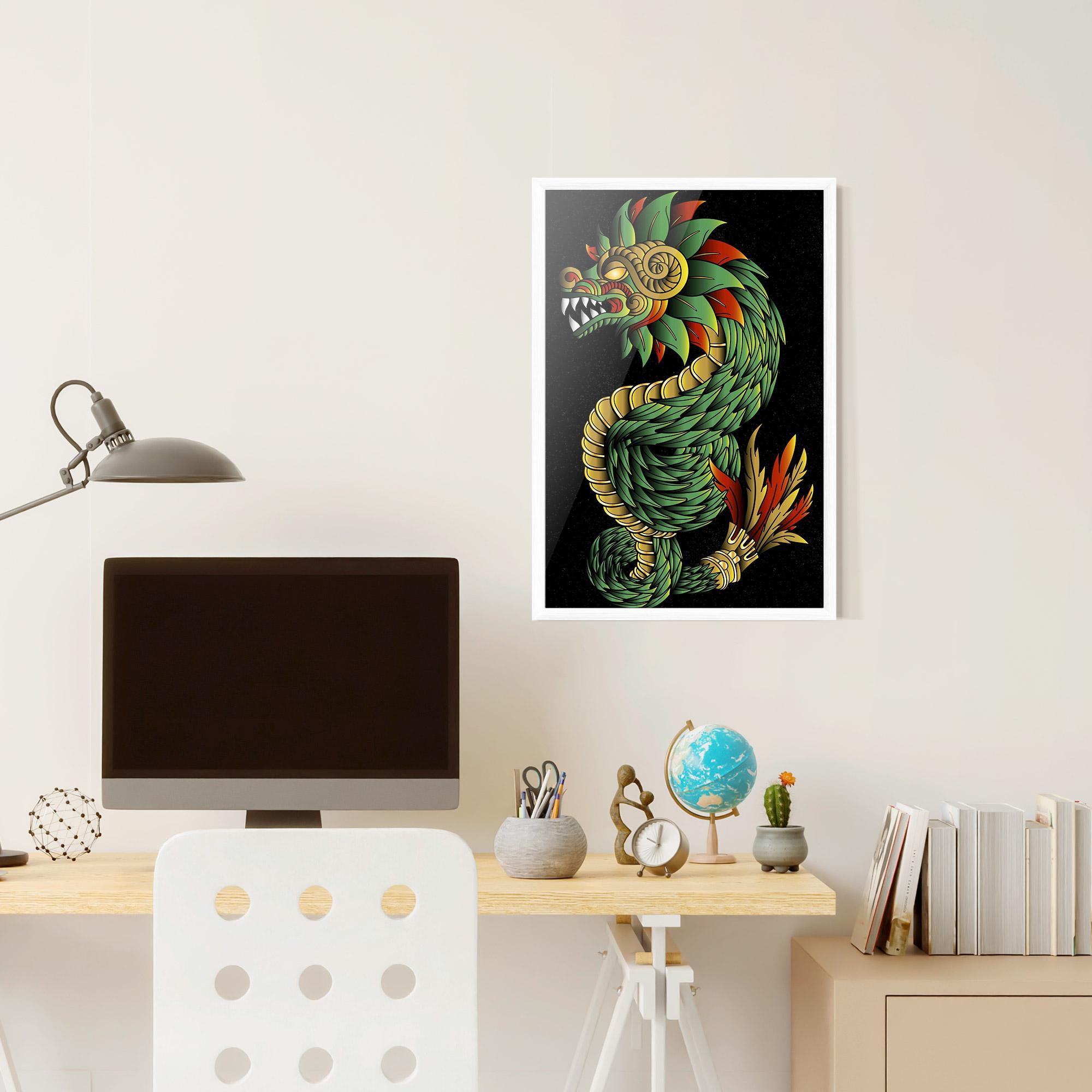 Keretezett Poszter Green Yellow Dragon mockup 6