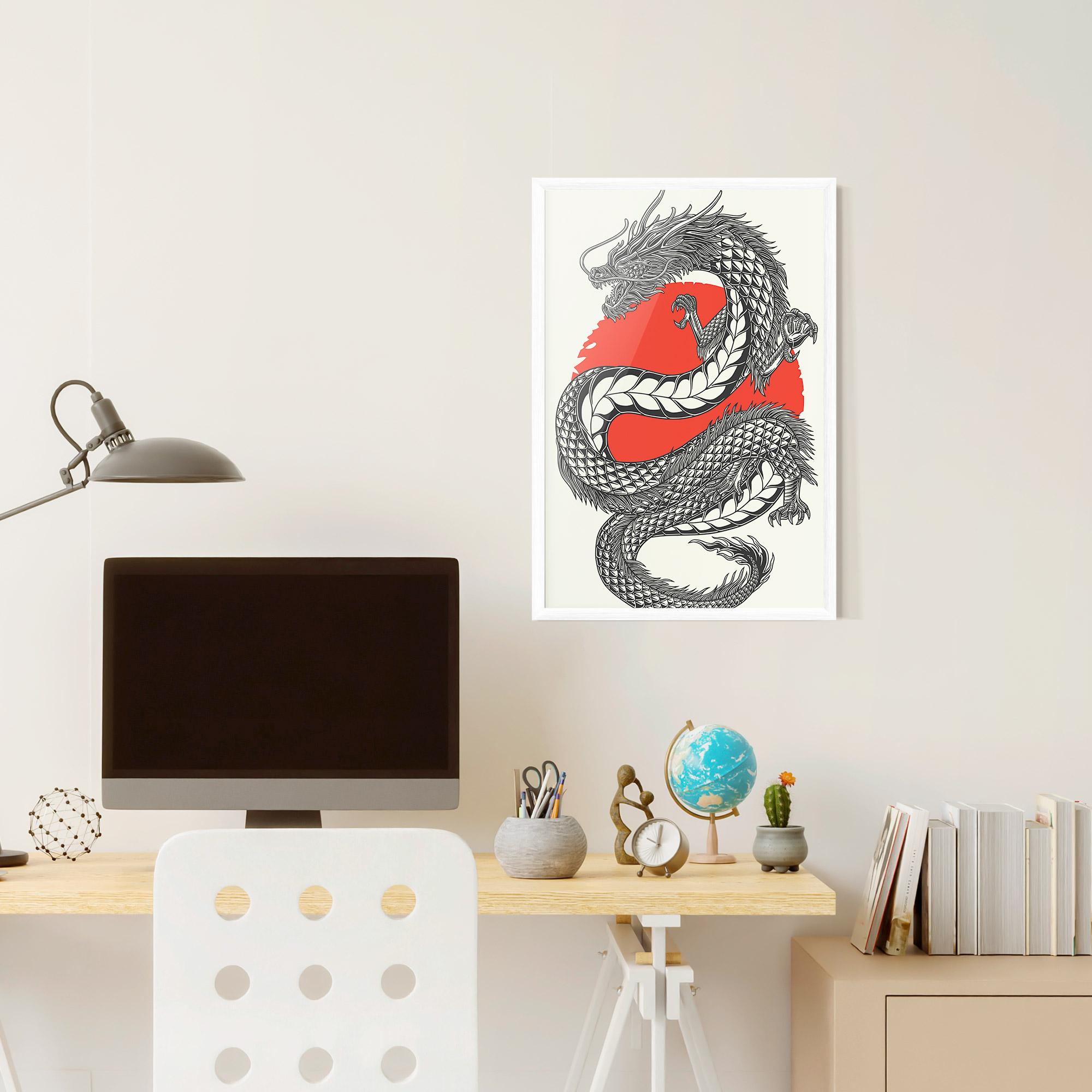 Keretezett Poszter Red Moon Dragon mockup 6