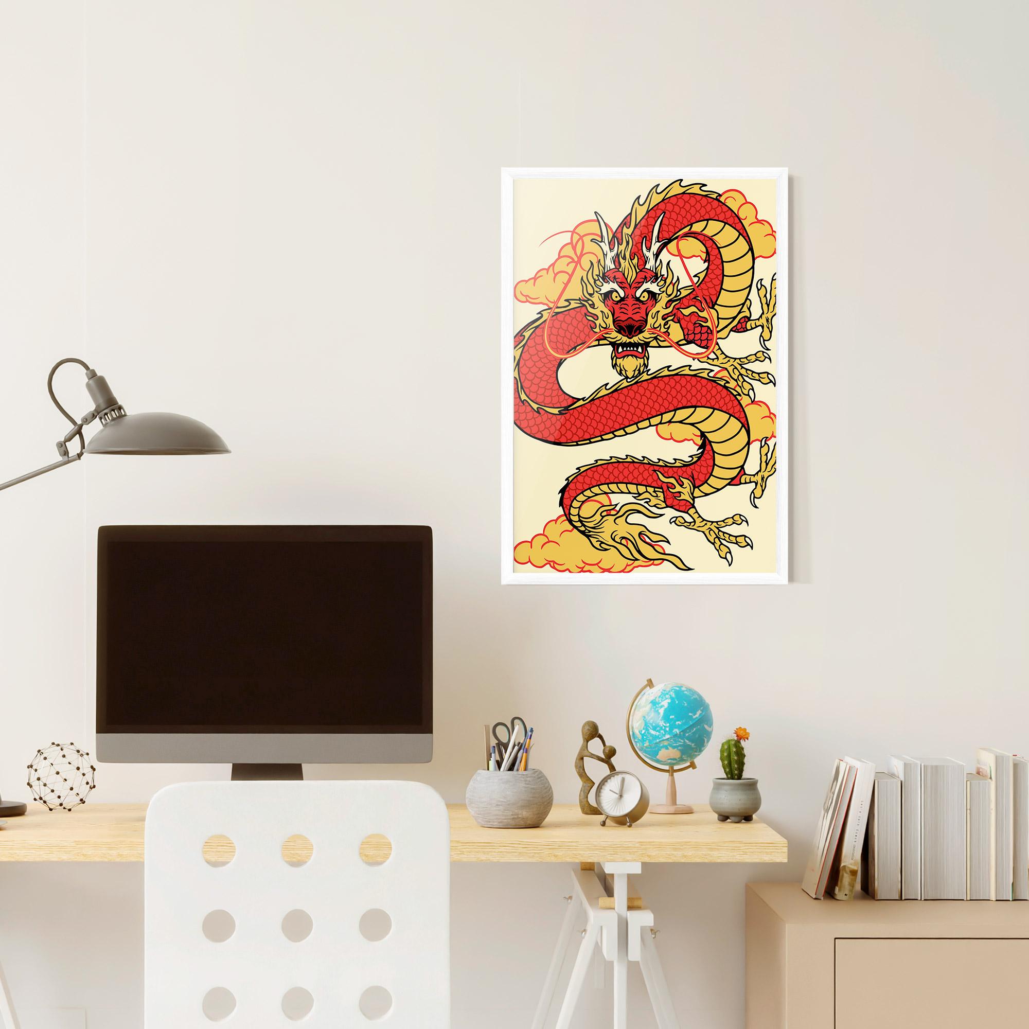 Keretezett Poszter Red Yellow Dragon mockup 6