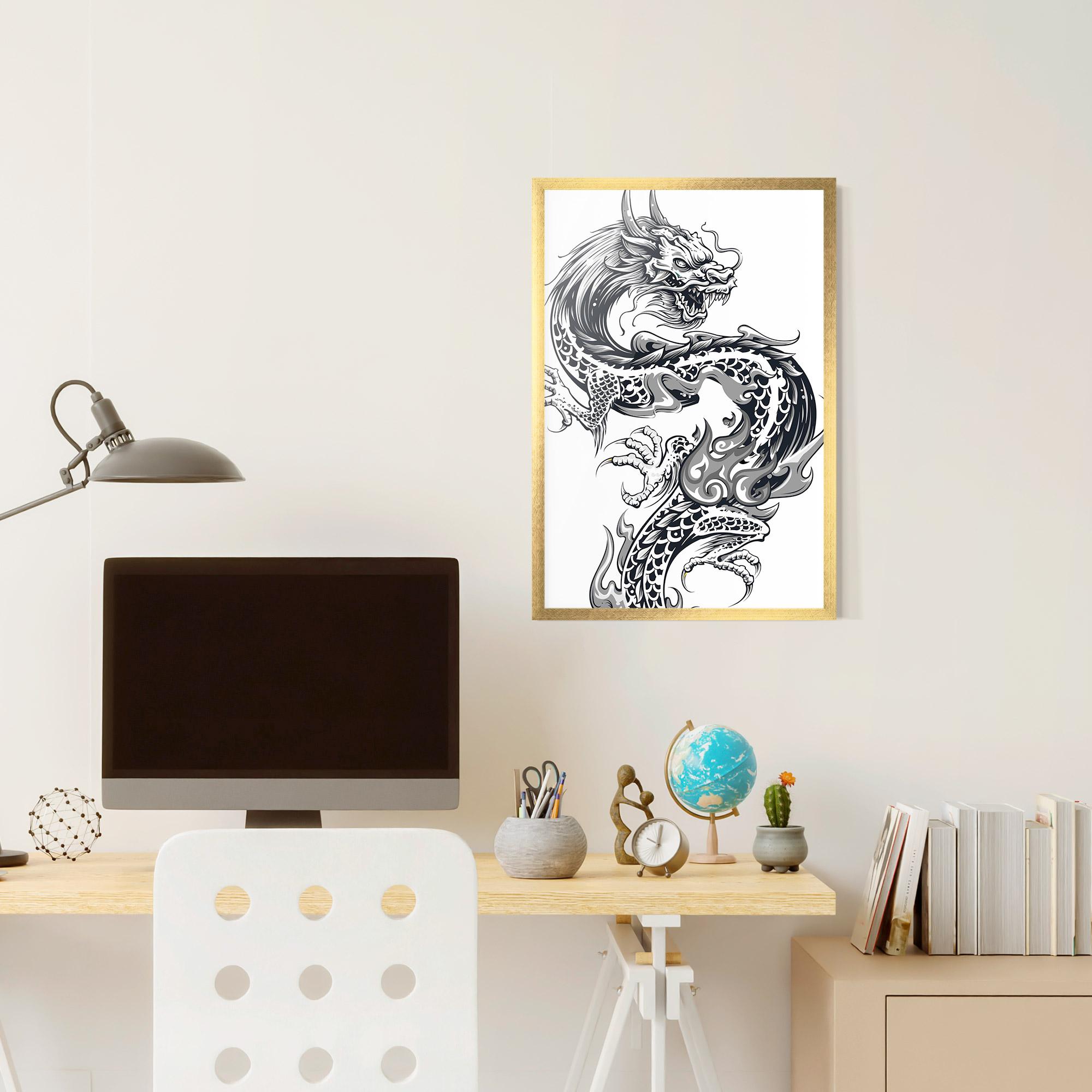 Keretezett Poszter Dragon Line mockup 6