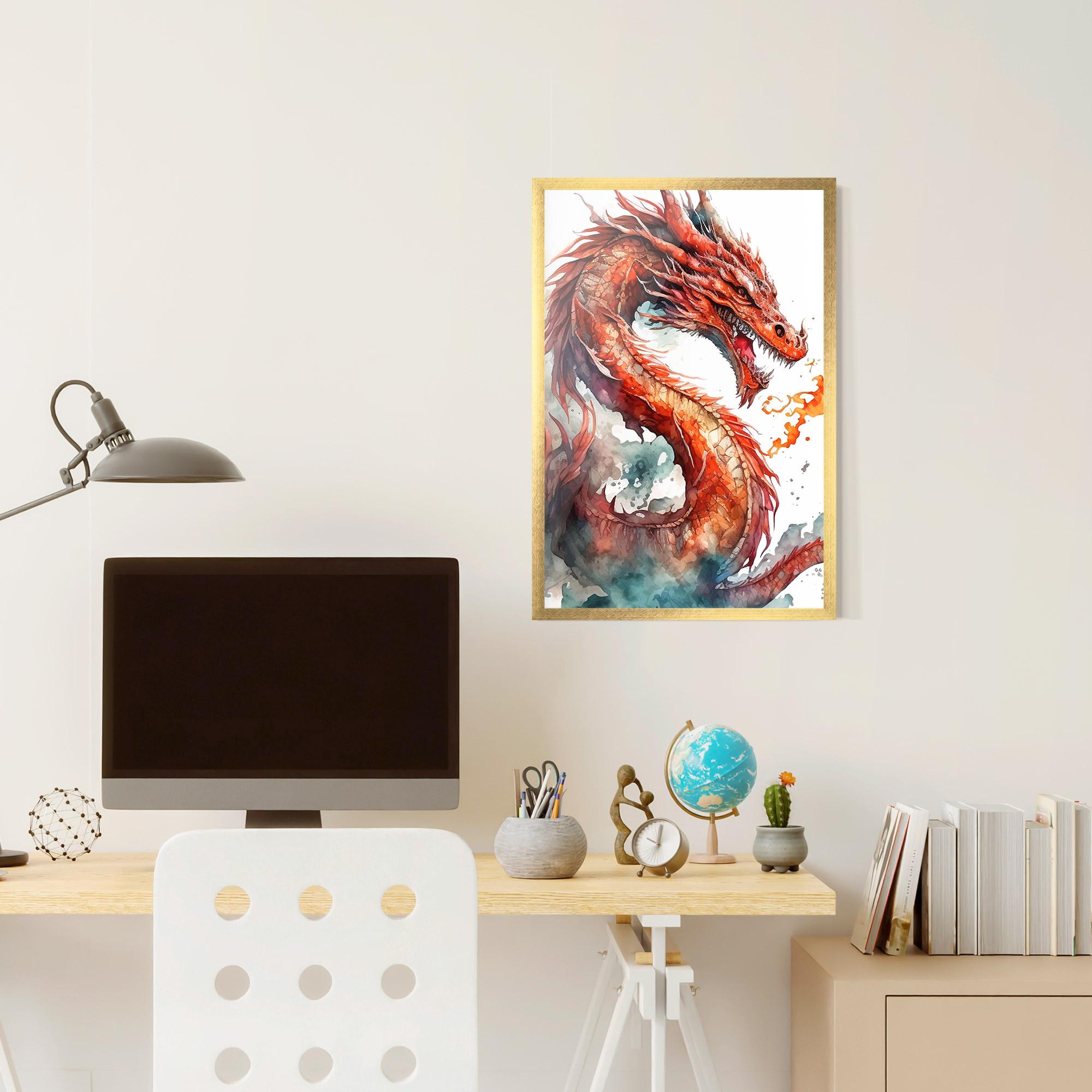 Keretezett Poszter Fire Dragon mockup 6