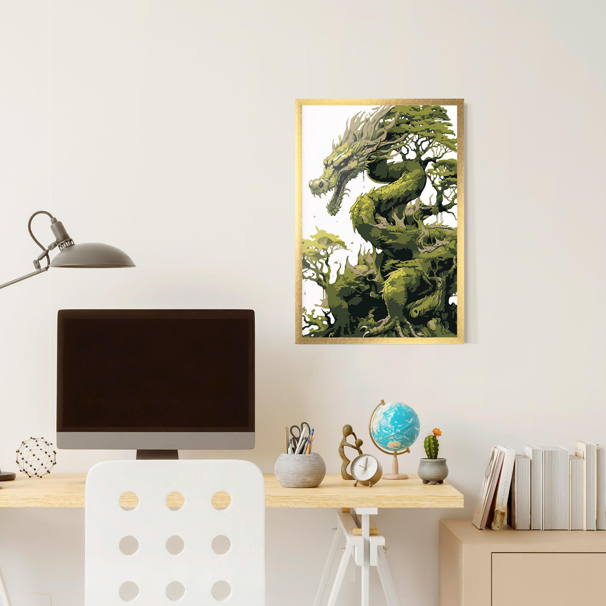 Keretezett Poszter Green Nature Dragon mockup 6