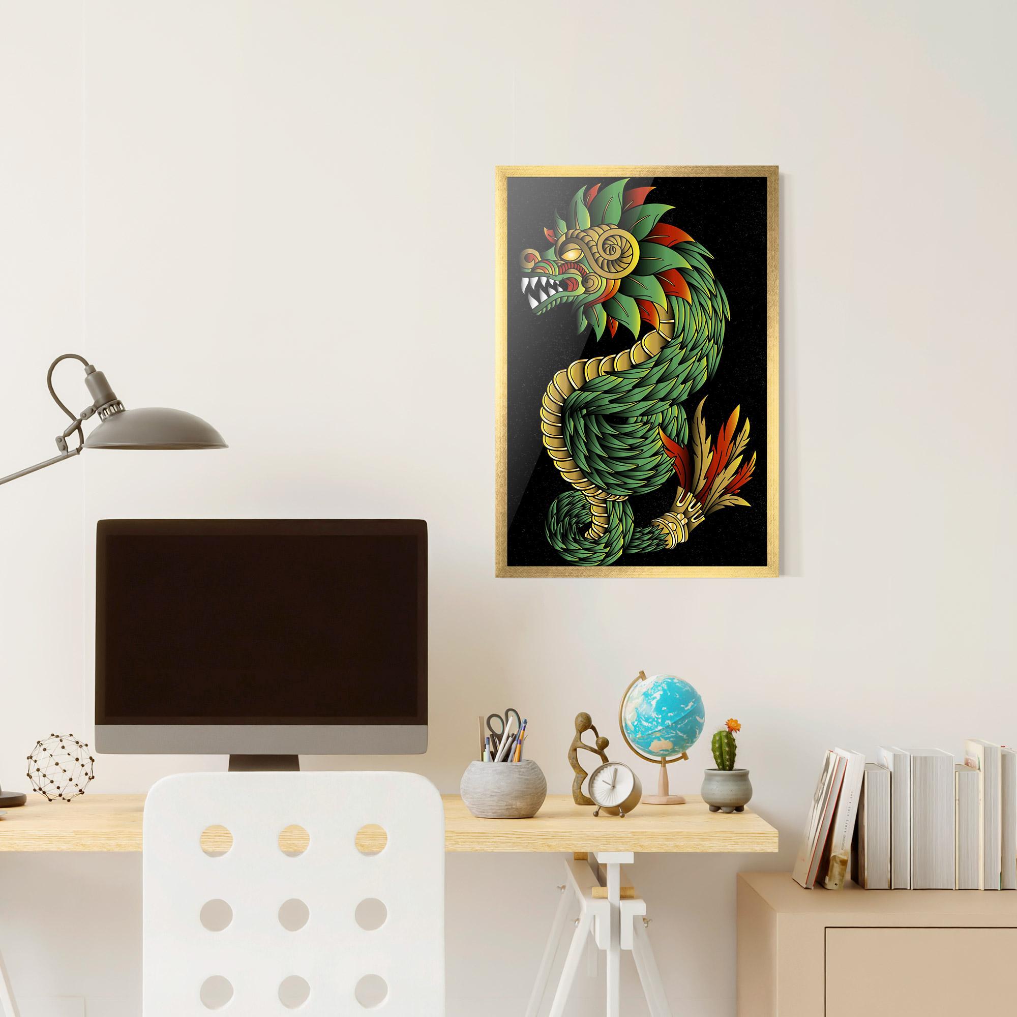 Keretezett Poszter Green Yellow Dragon mockup 6