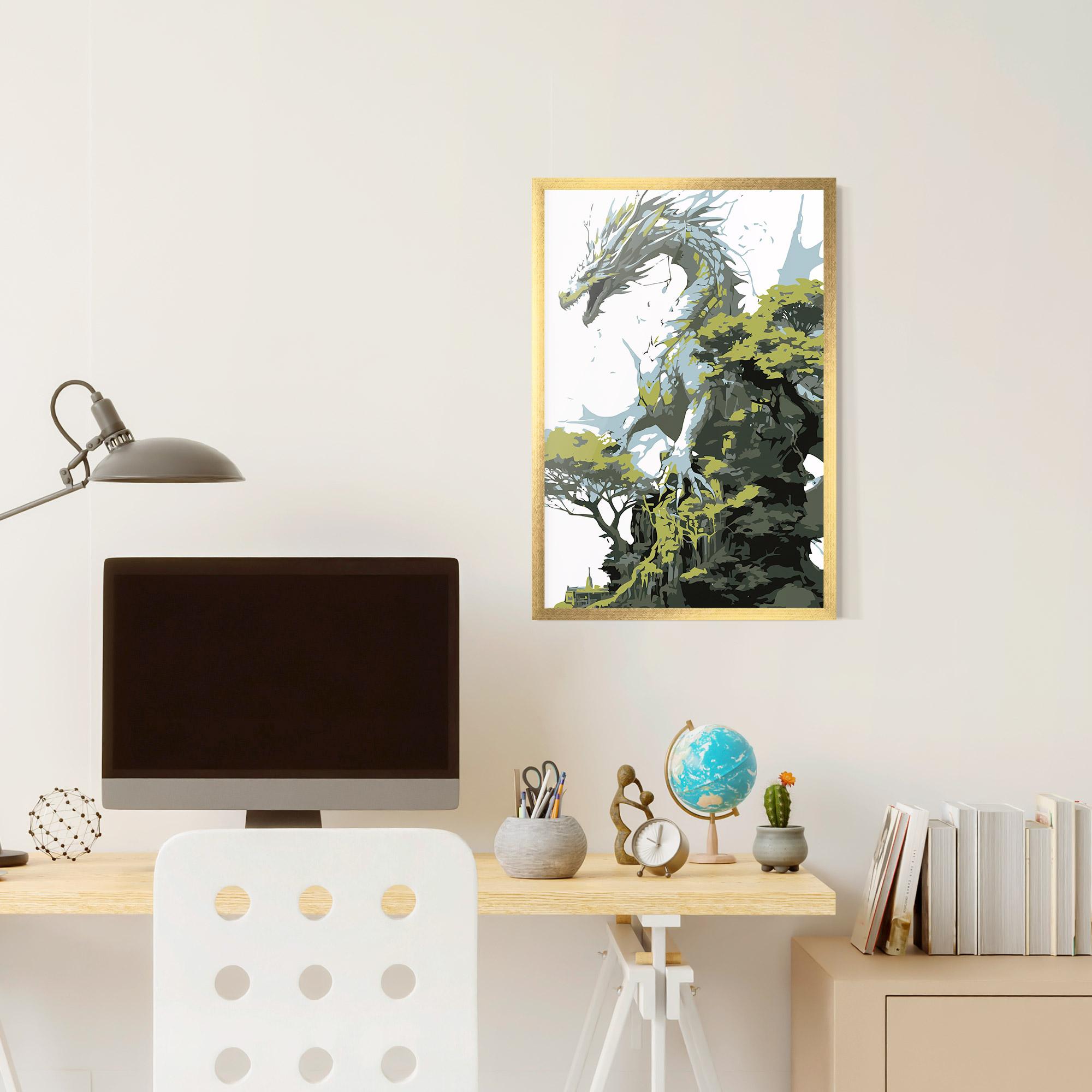 Keretezett Poszter Grey Nature Dragon mockup 6