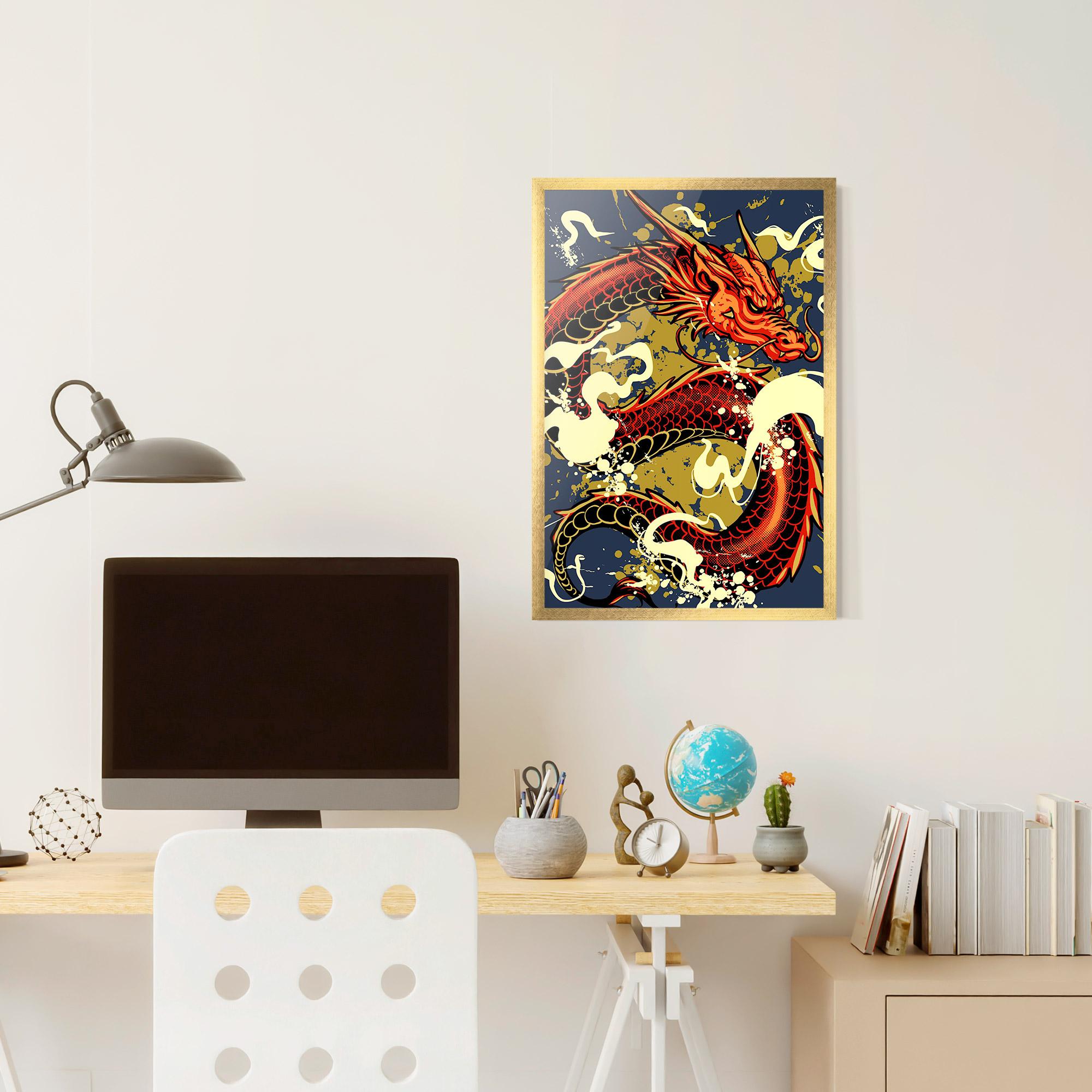 Keretezett Poszter Red Cream Dragon mockup 6