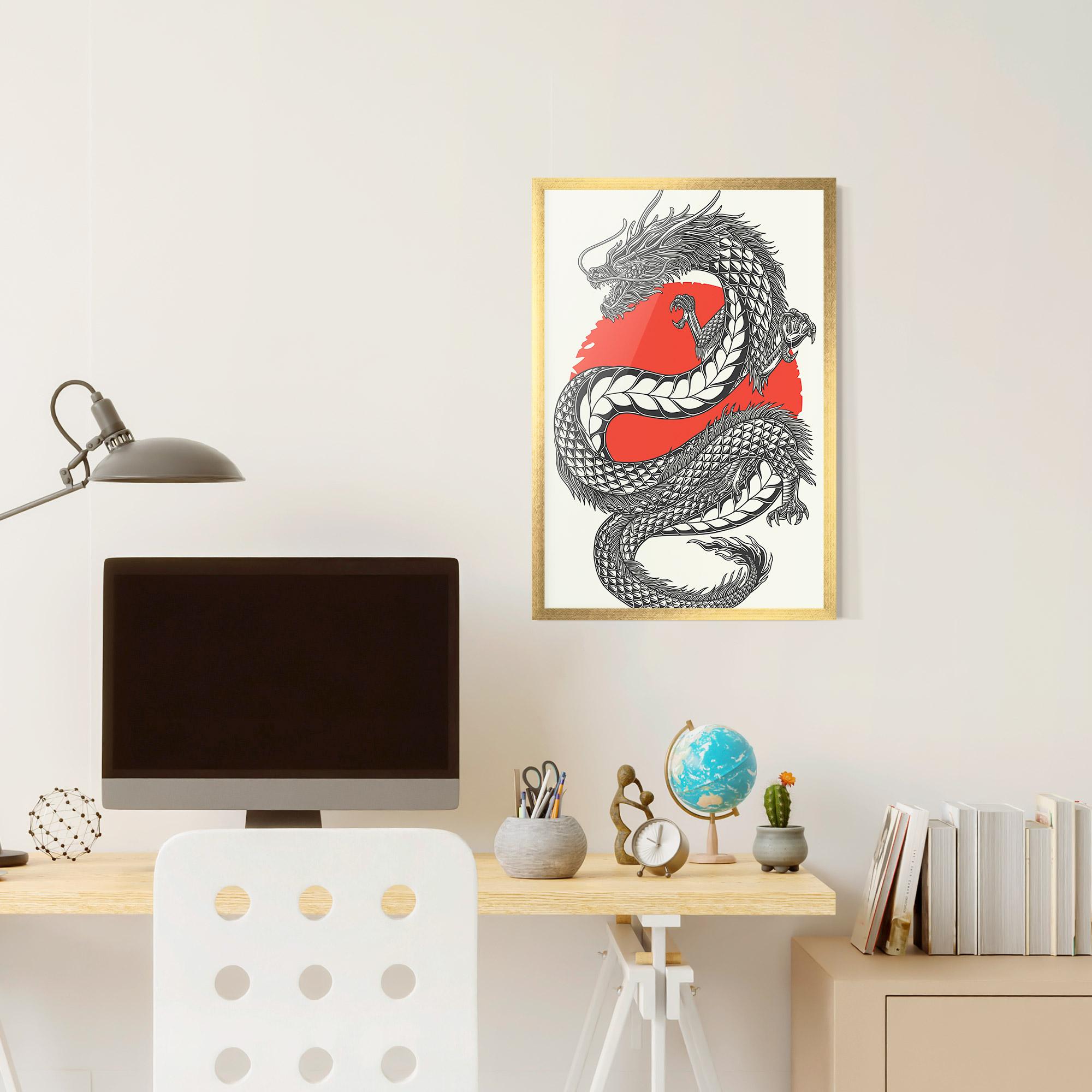 Keretezett Poszter Red Moon Dragon mockup 6