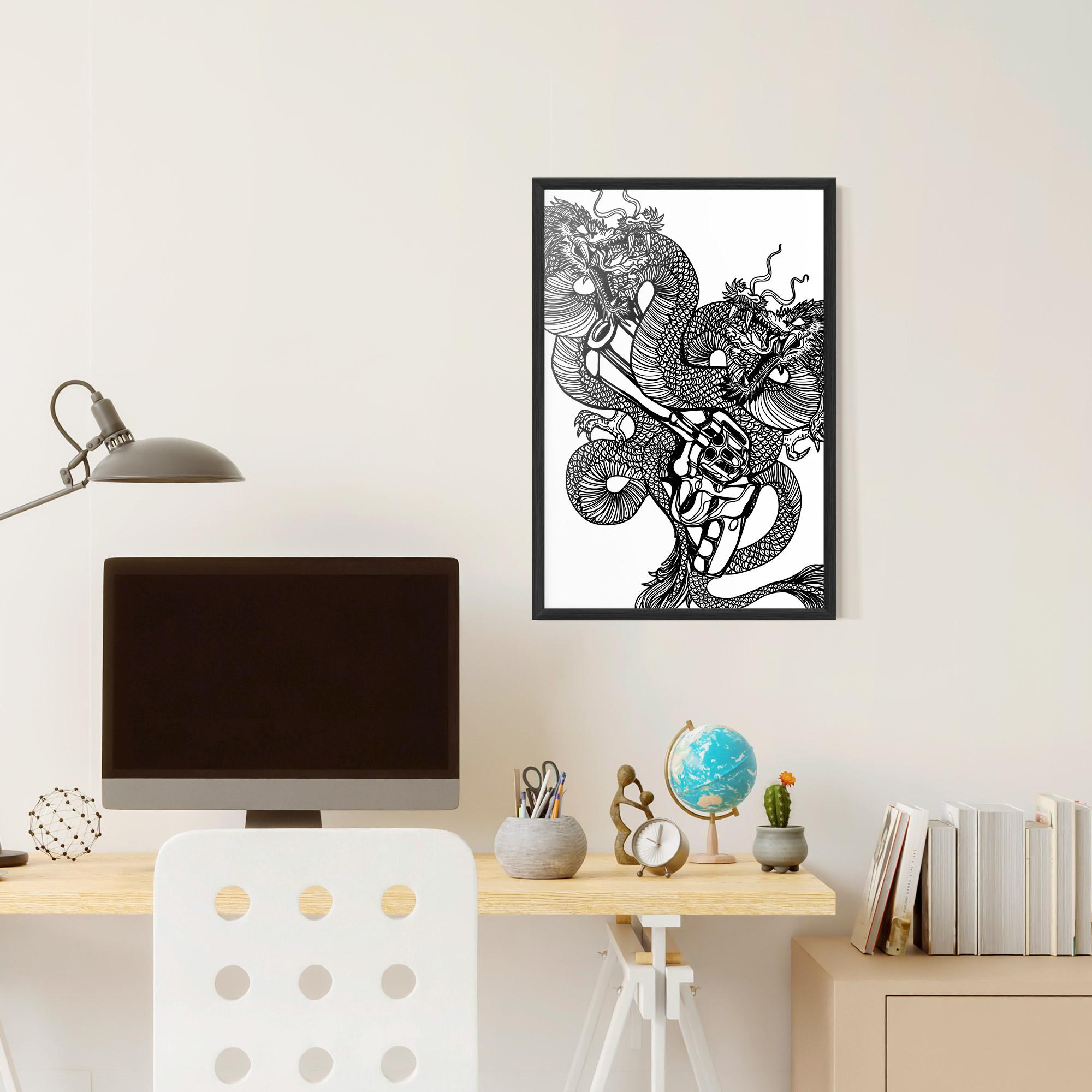 Keretezett Poszter Dragon Gun mockup 6