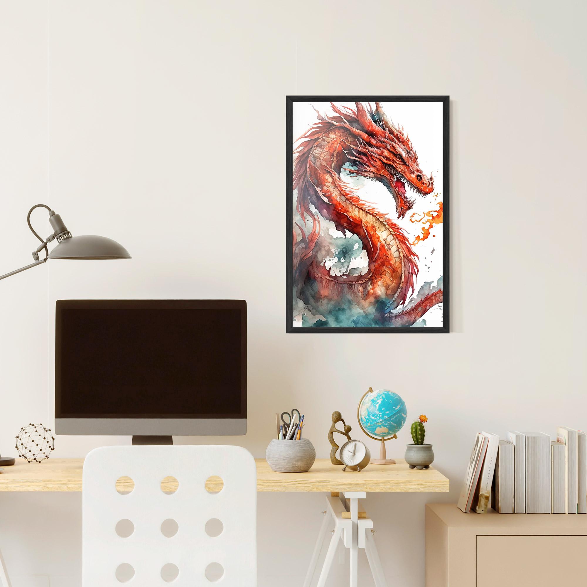 Keretezett Poszter Fire Dragon mockup 6
