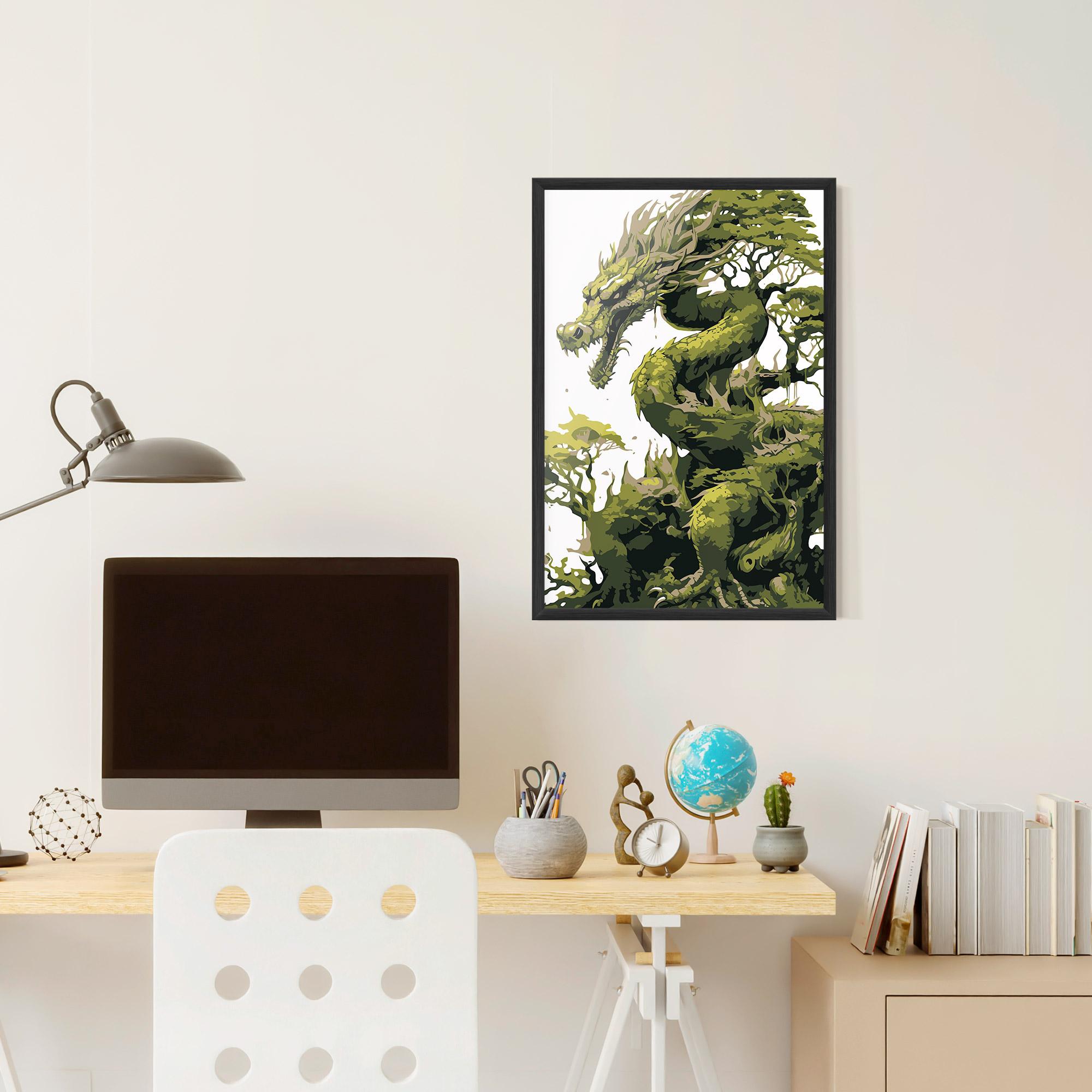Keretezett Poszter Green Nature Dragon mockup 6