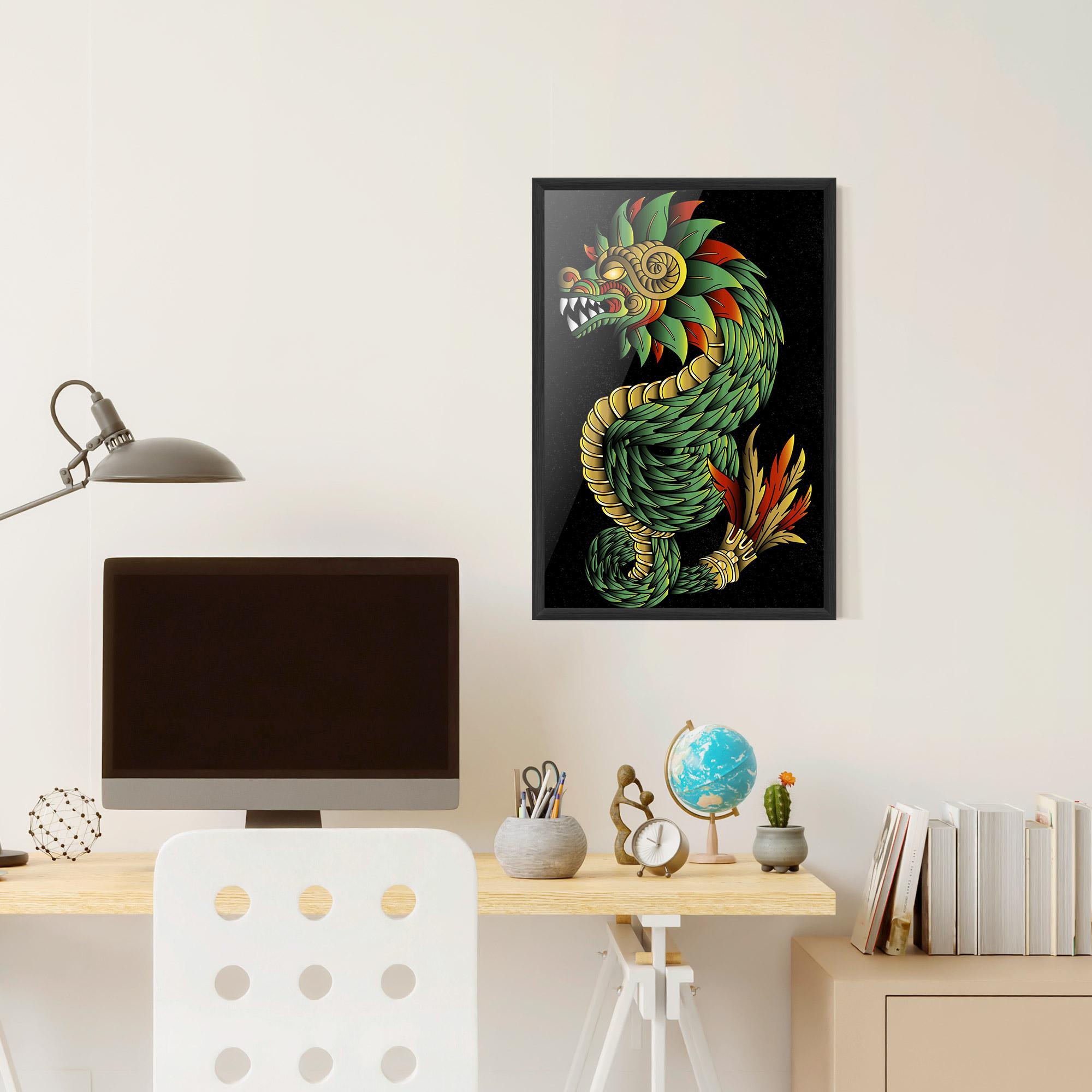 Keretezett Poszter Green Yellow Dragon mockup 6