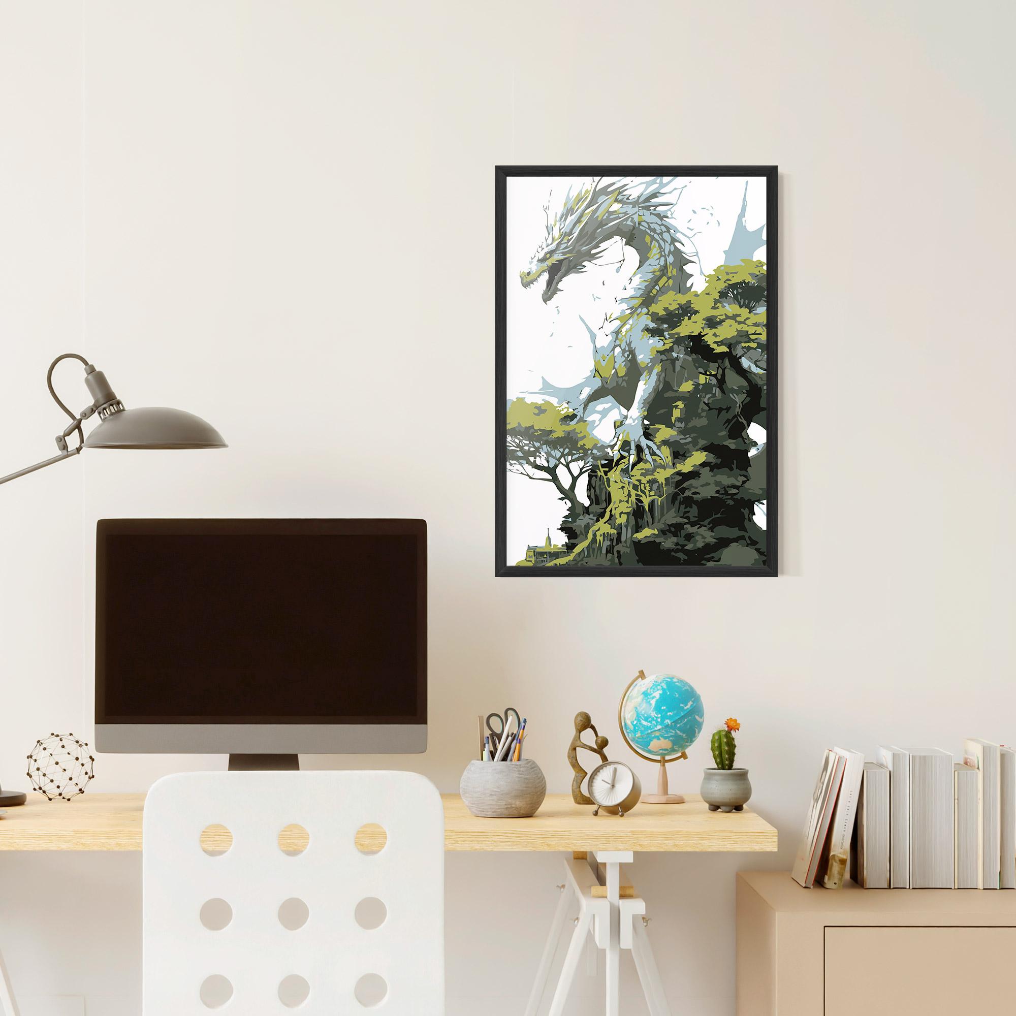 Keretezett Poszter Grey Nature Dragon mockup 6