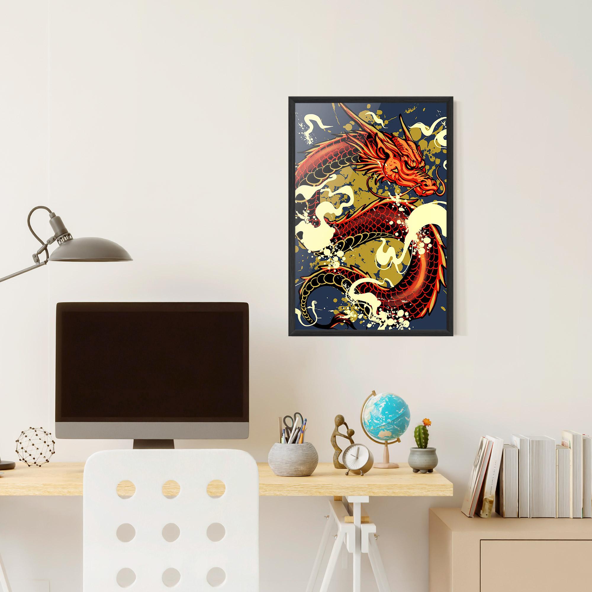 Keretezett Poszter Red Cream Dragon mockup 6