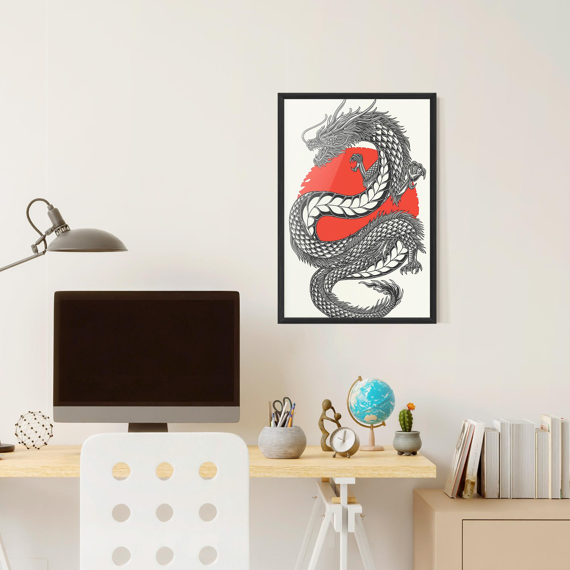 Keretezett Poszter Red Moon Dragon mockup 6