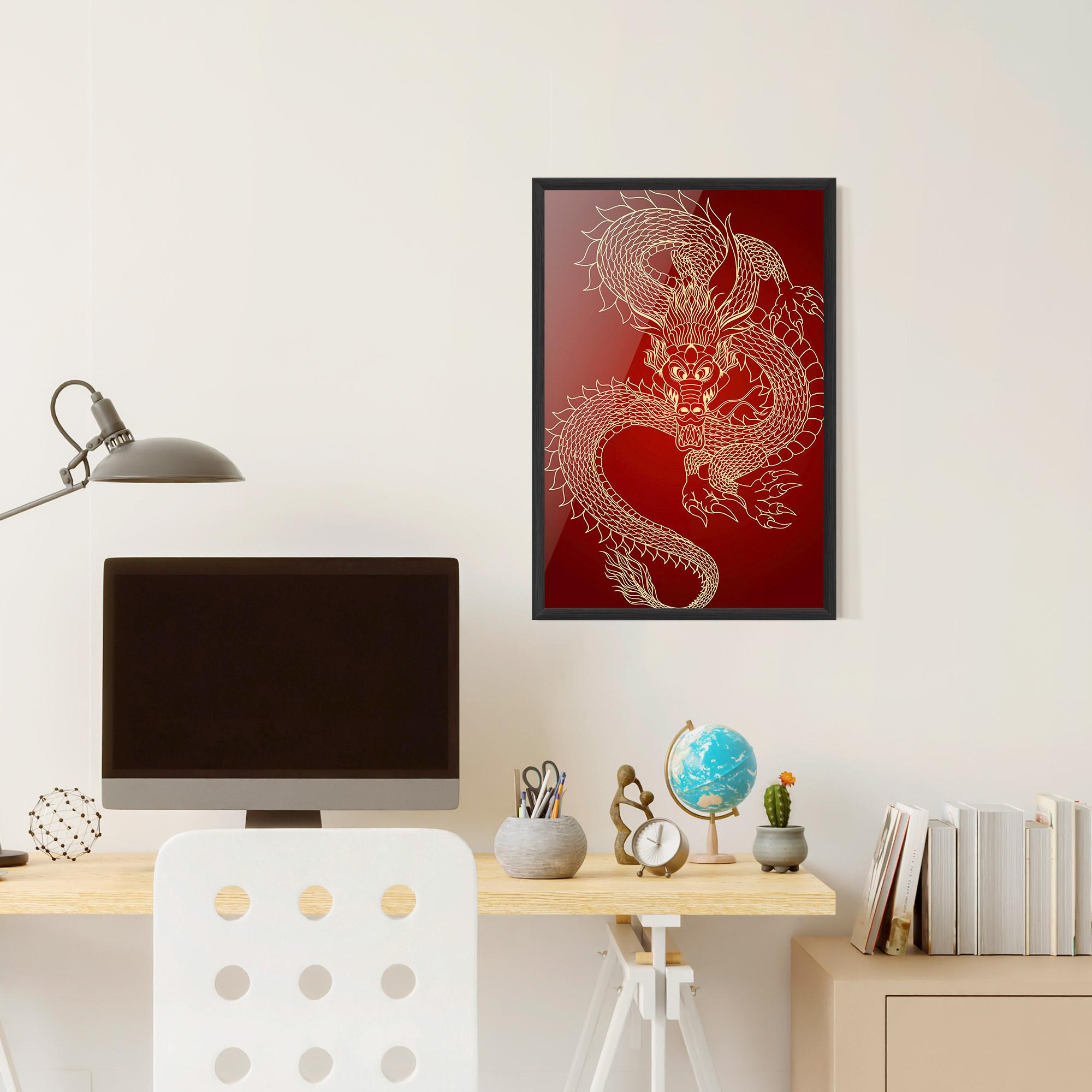 Keretezett Poszter Traditional Dragon mockup 6