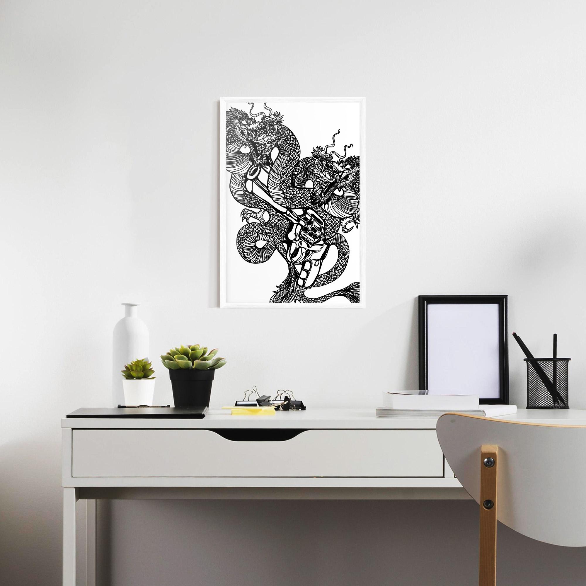 Keretezett Poszter Dragon Gun mockup 7