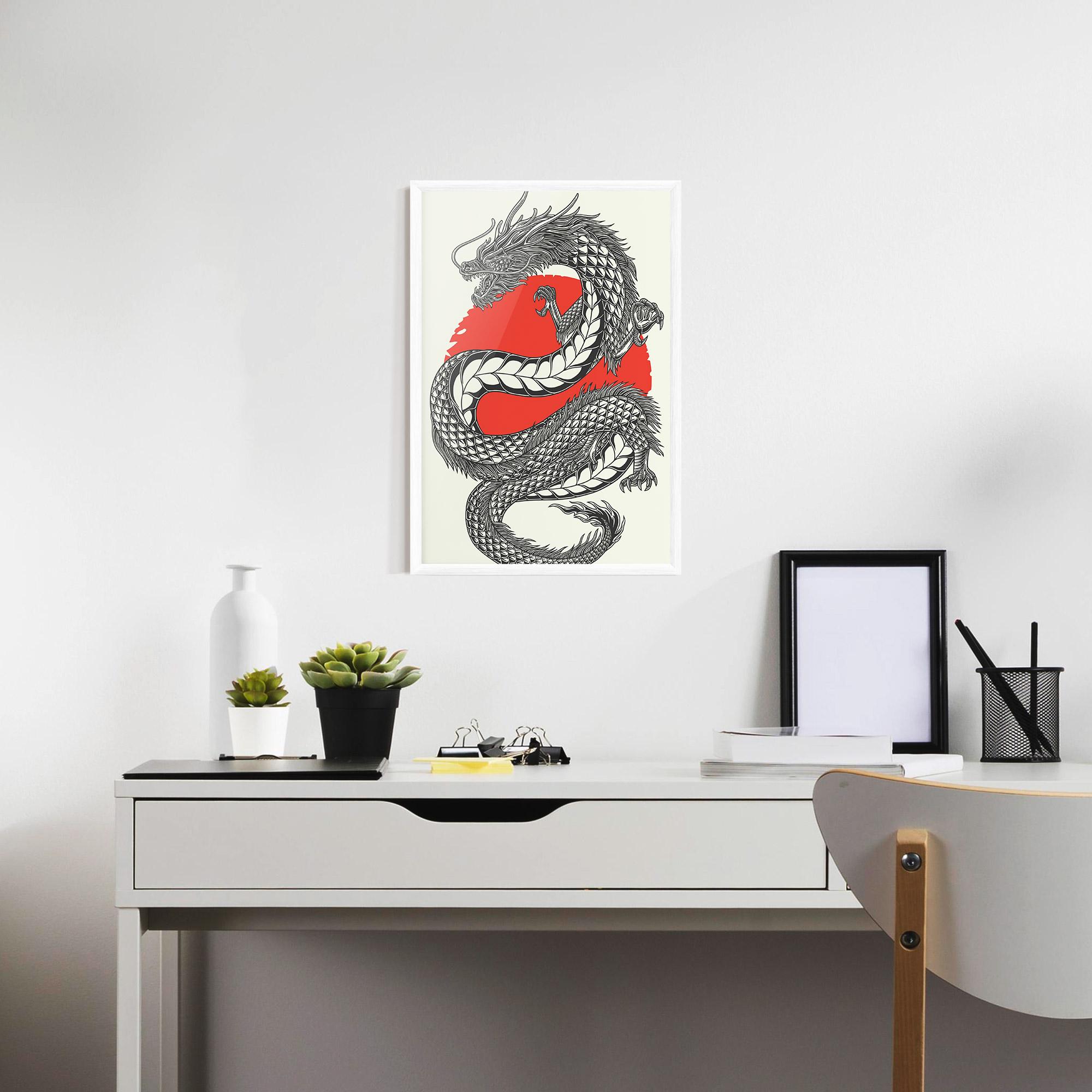 Keretezett Poszter Red Moon Dragon mockup 7