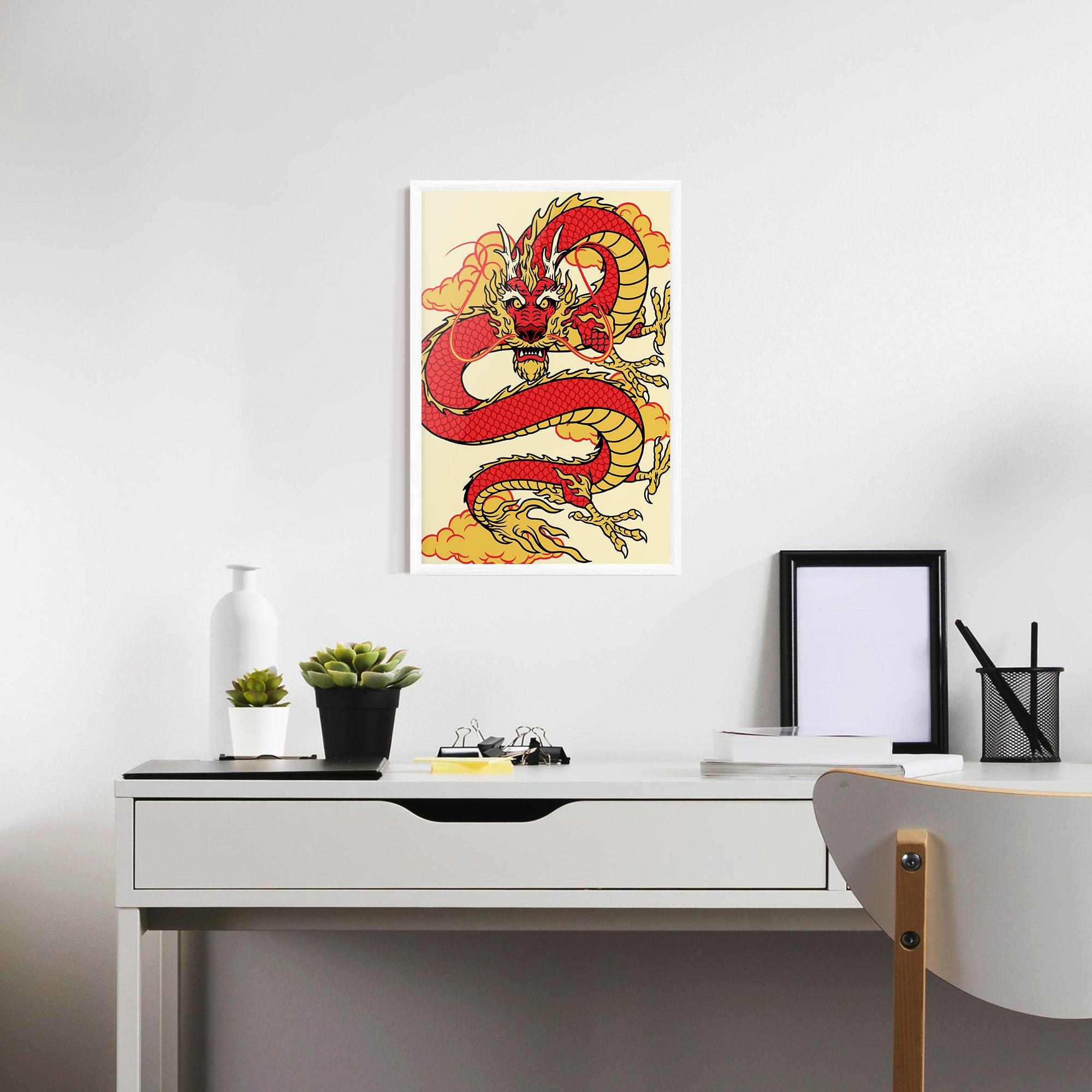 Keretezett Poszter Red Yellow Dragon mockup 7