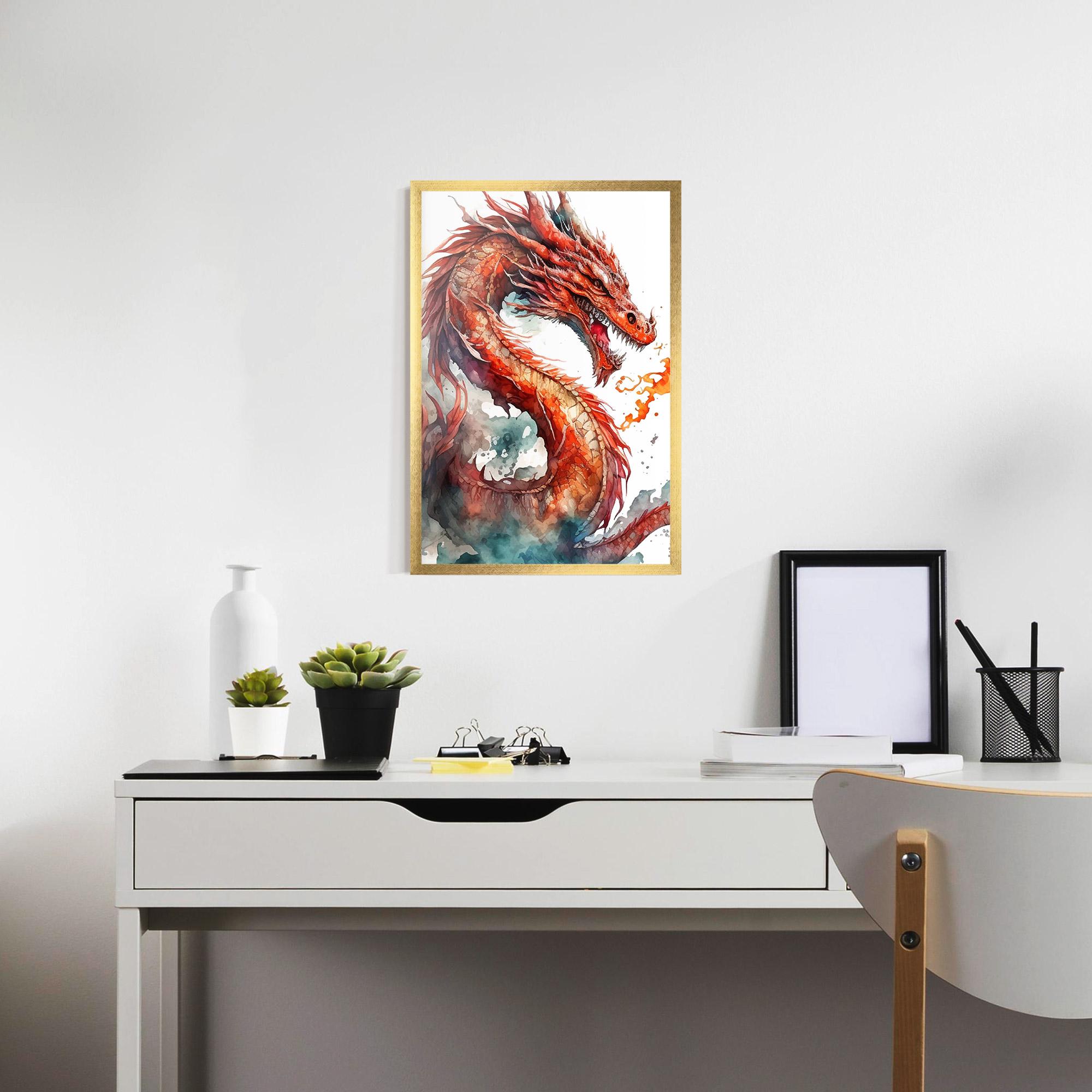 Keretezett Poszter Fire Dragon mockup 7