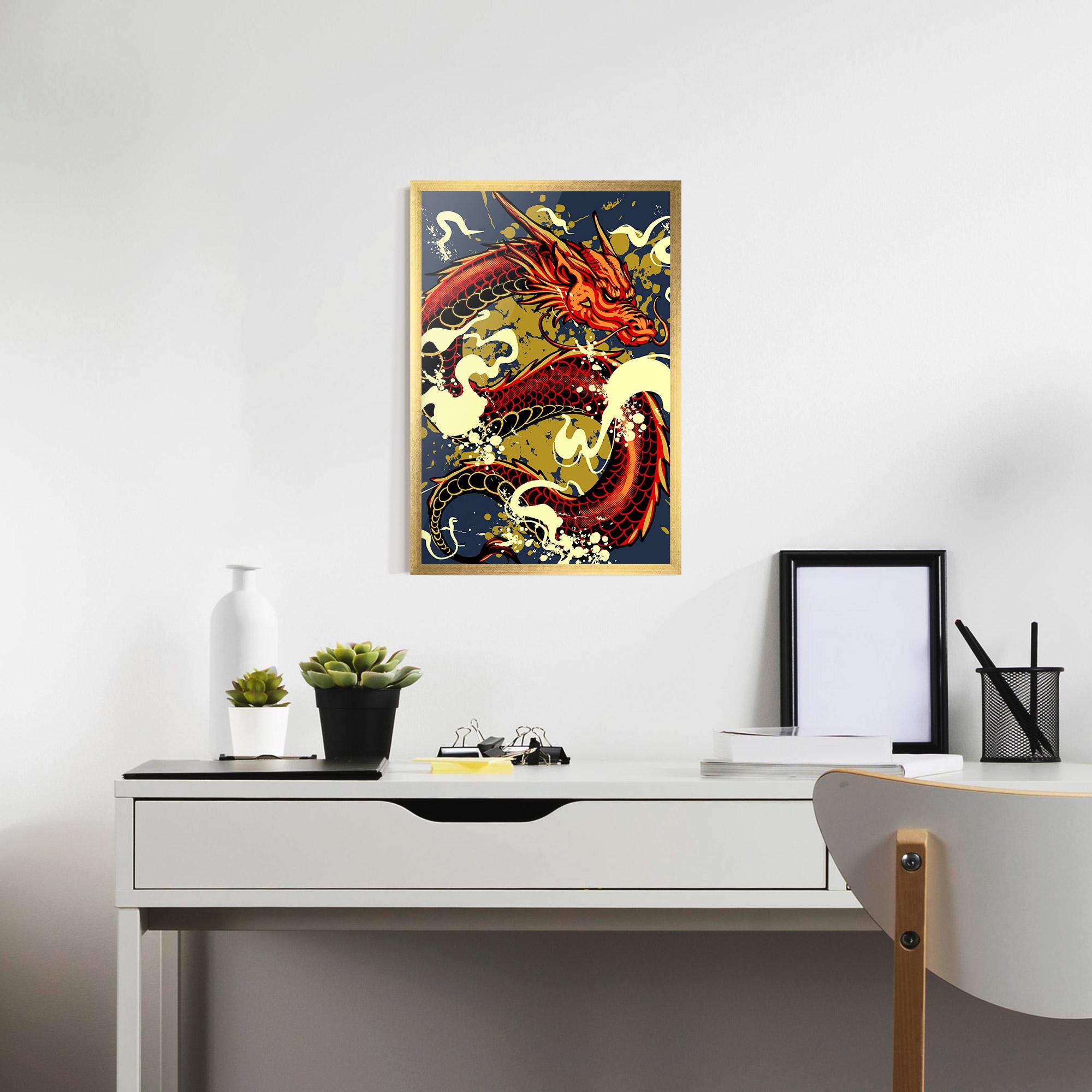 Keretezett Poszter Red Cream Dragon mockup 7