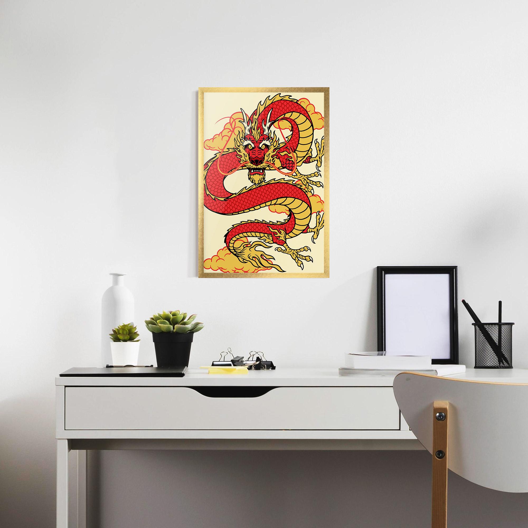 Keretezett Poszter Red Yellow Dragon mockup 7